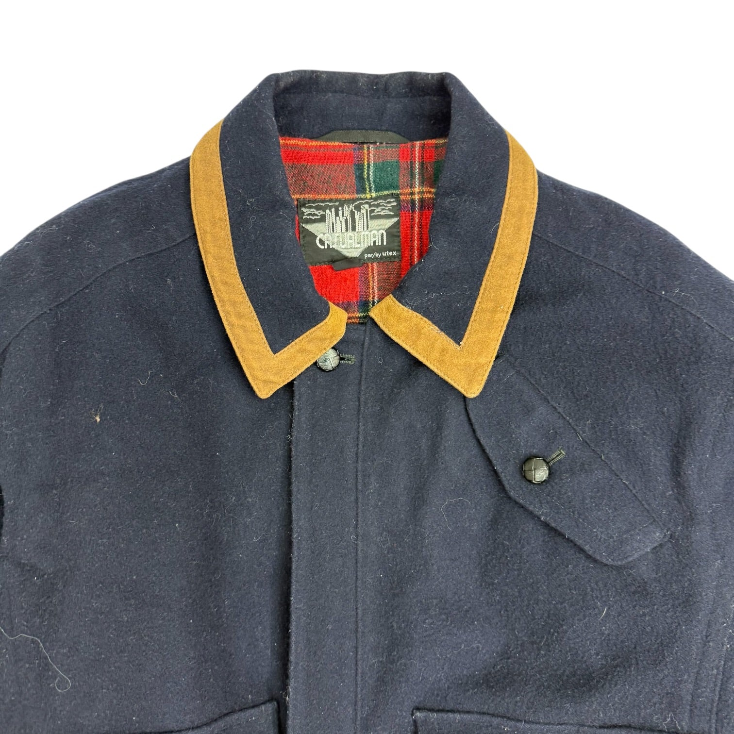 Vintage Wool Button Up Jacket Navy Blue