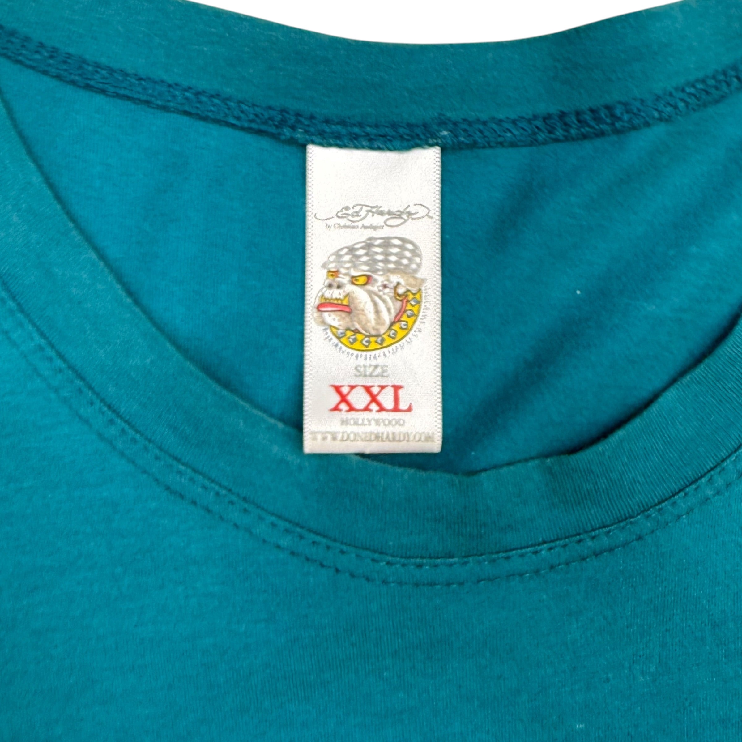 Vintage Christian Audigier Ed Hardy Skull Tee Aqua