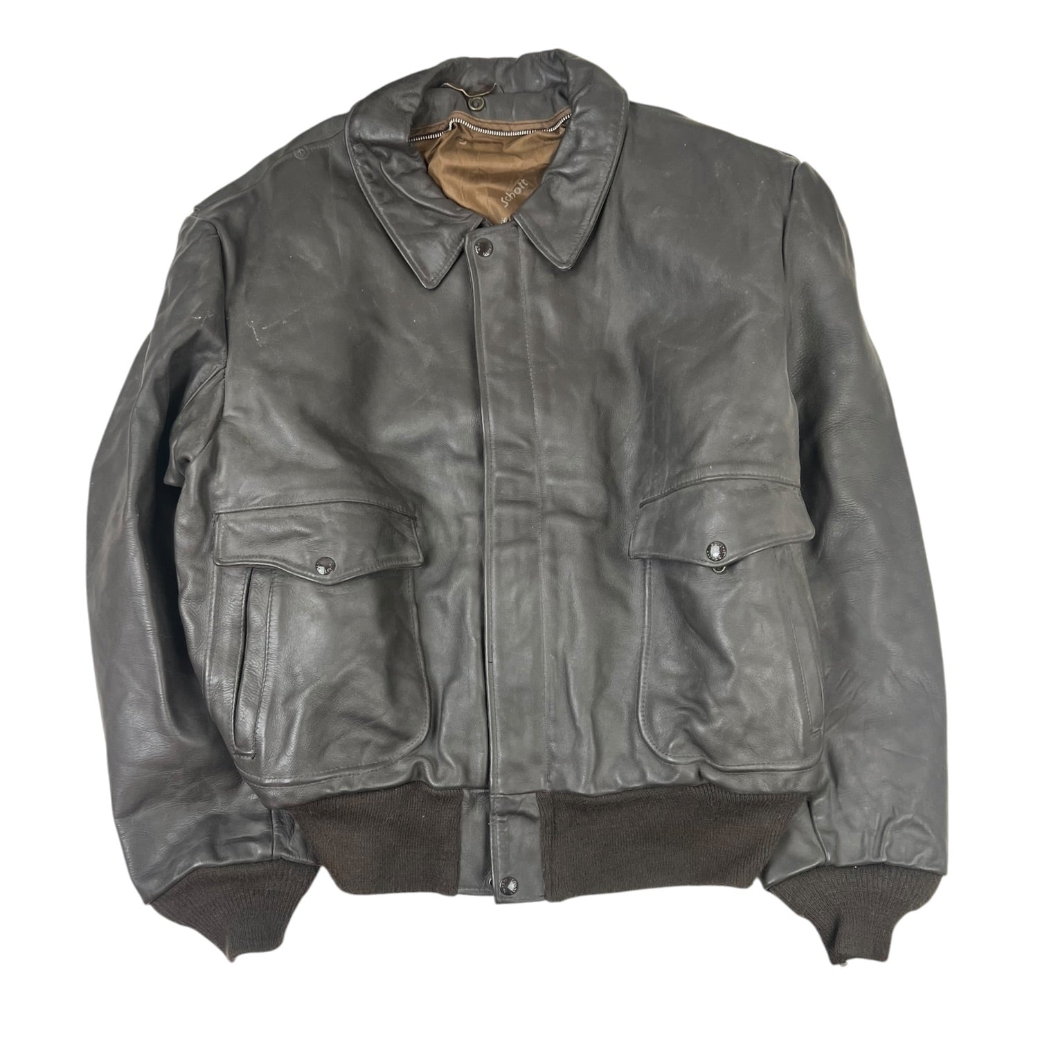 Vintage Schott A-2 Flight Brown Leather Jacket