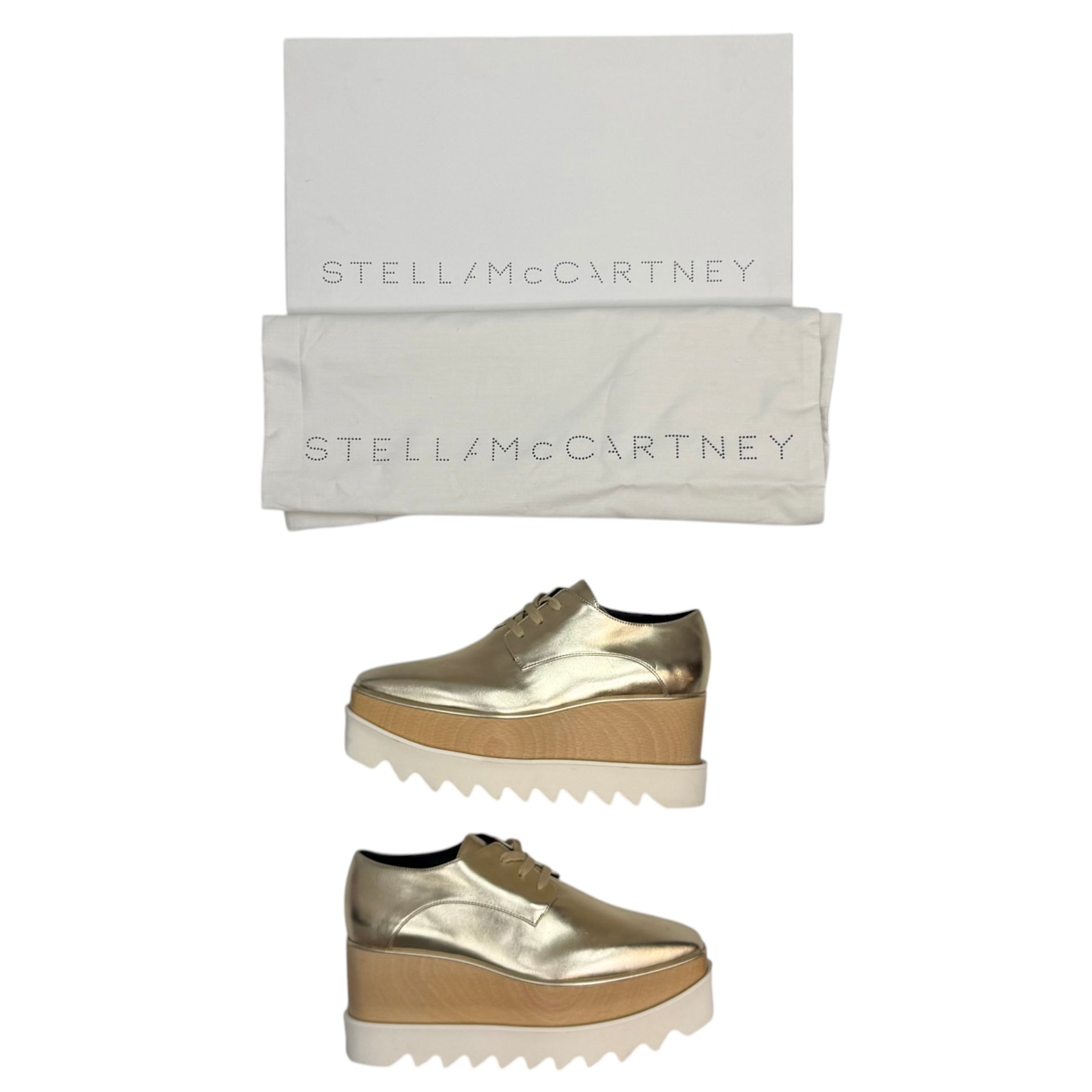 (W) Stella McCartney Faux Leather Platform Sneakers Gold