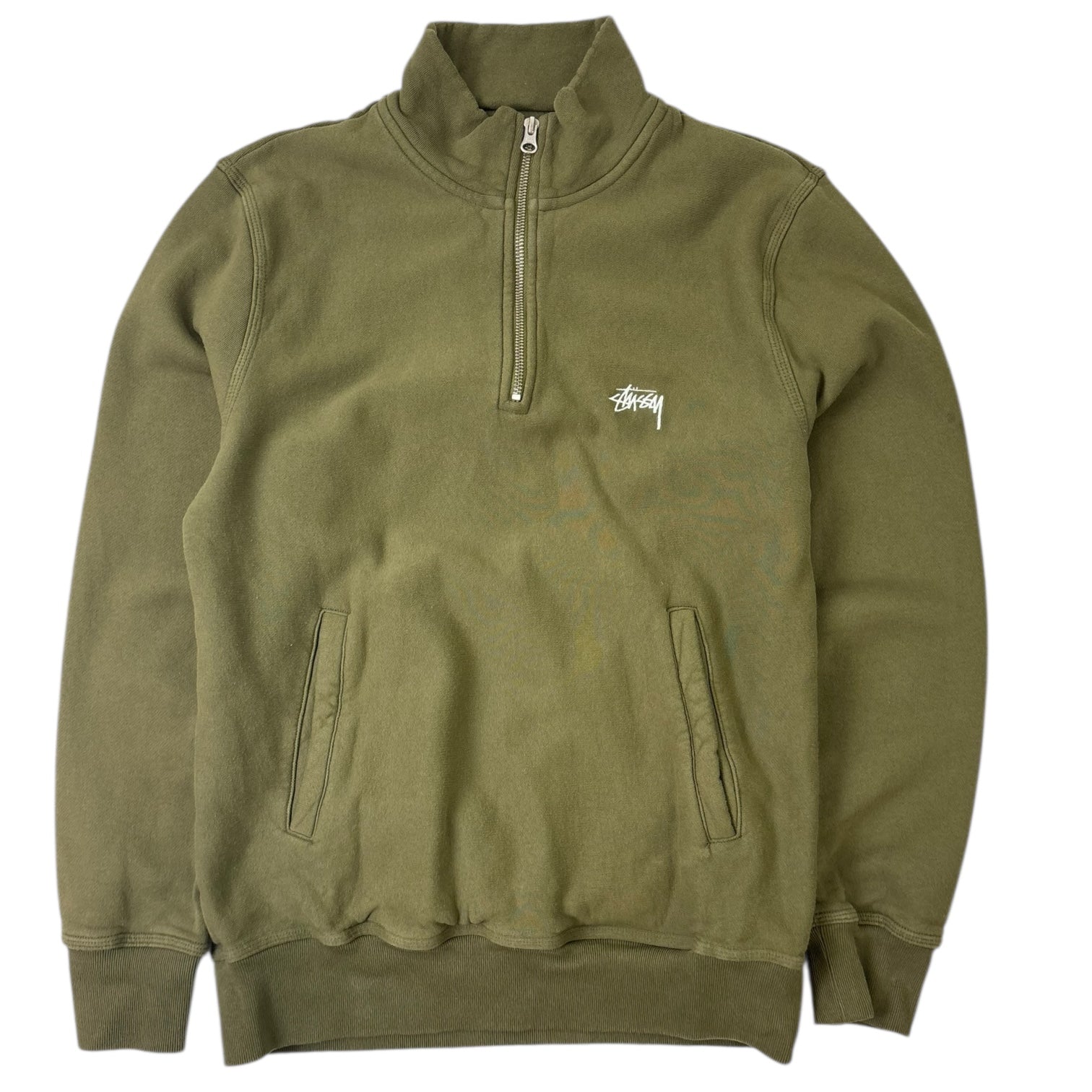 Stussy Logo Quarter Zip Green