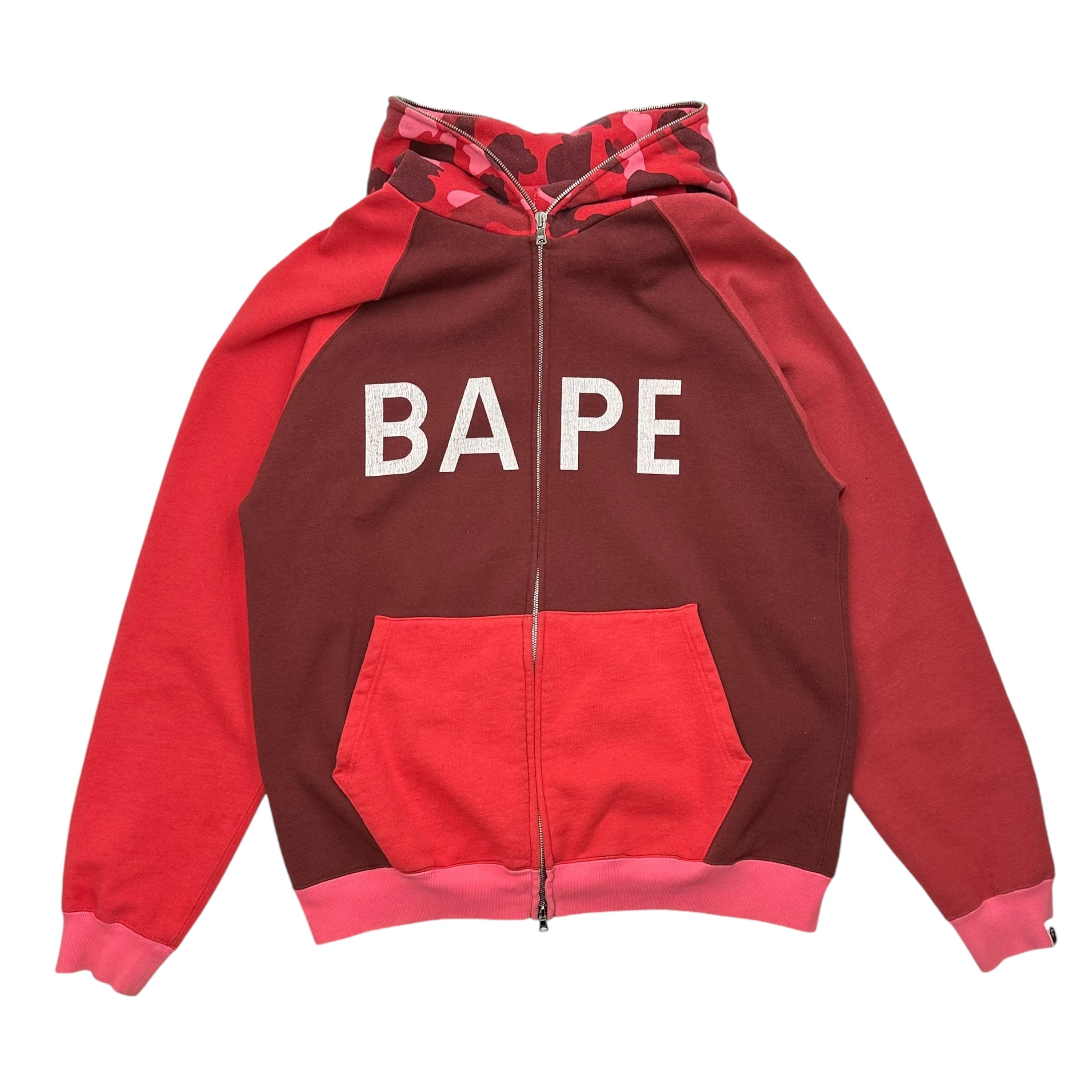 Bape ABC Colour Camo Full Zip Hoodie Red