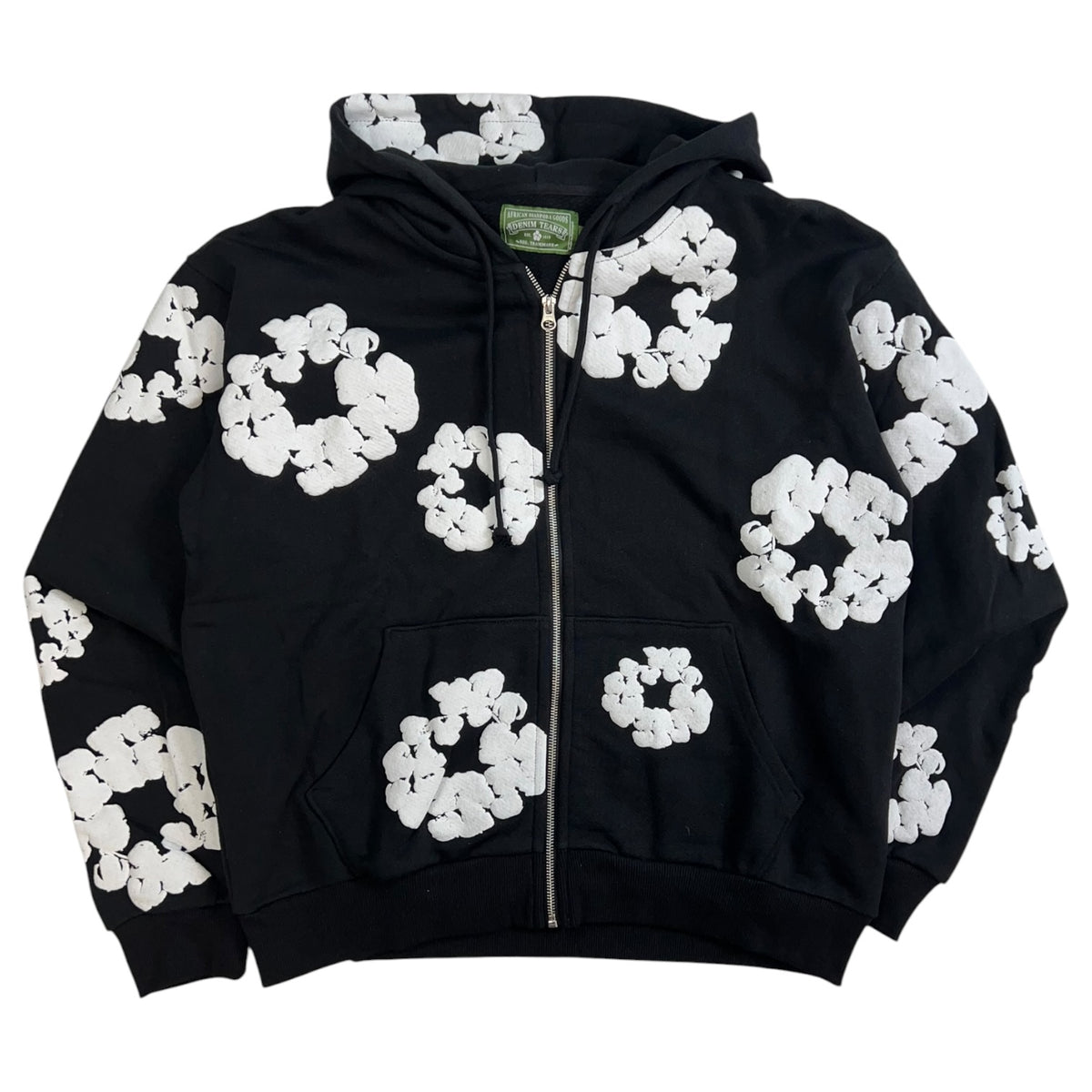 Denim Tears Cotton Wreathe Zip Up Hoodie Black