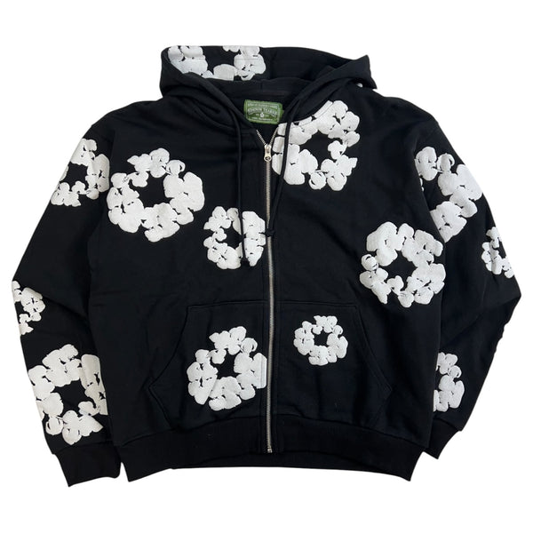 Denim Tears Cotton Wreathe Zip Up Hoodie Black