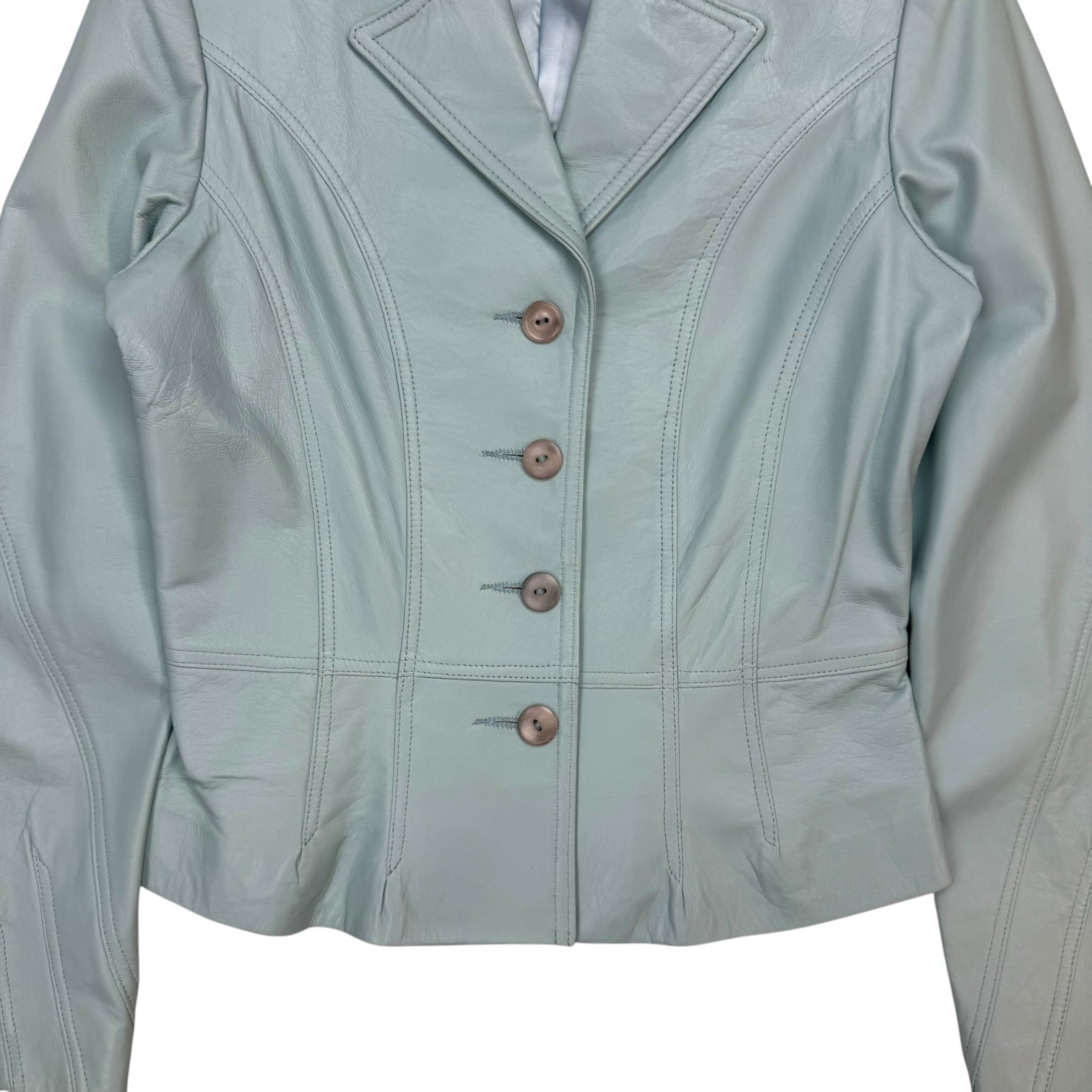 (W) Vintage Bogato Leather Button Up Jacket Mint