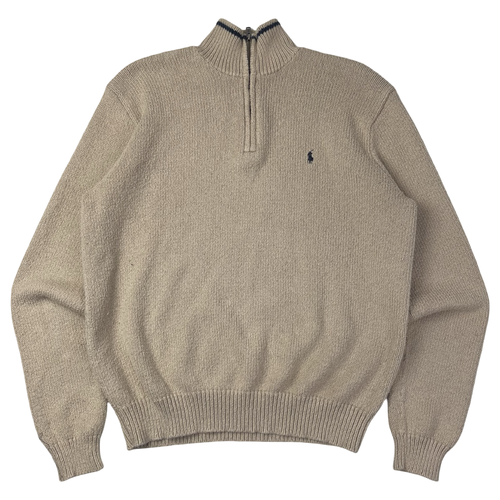 Vintage Polo Ralph Lauren Knit Quarter Zip Sweater Brown/Cream
