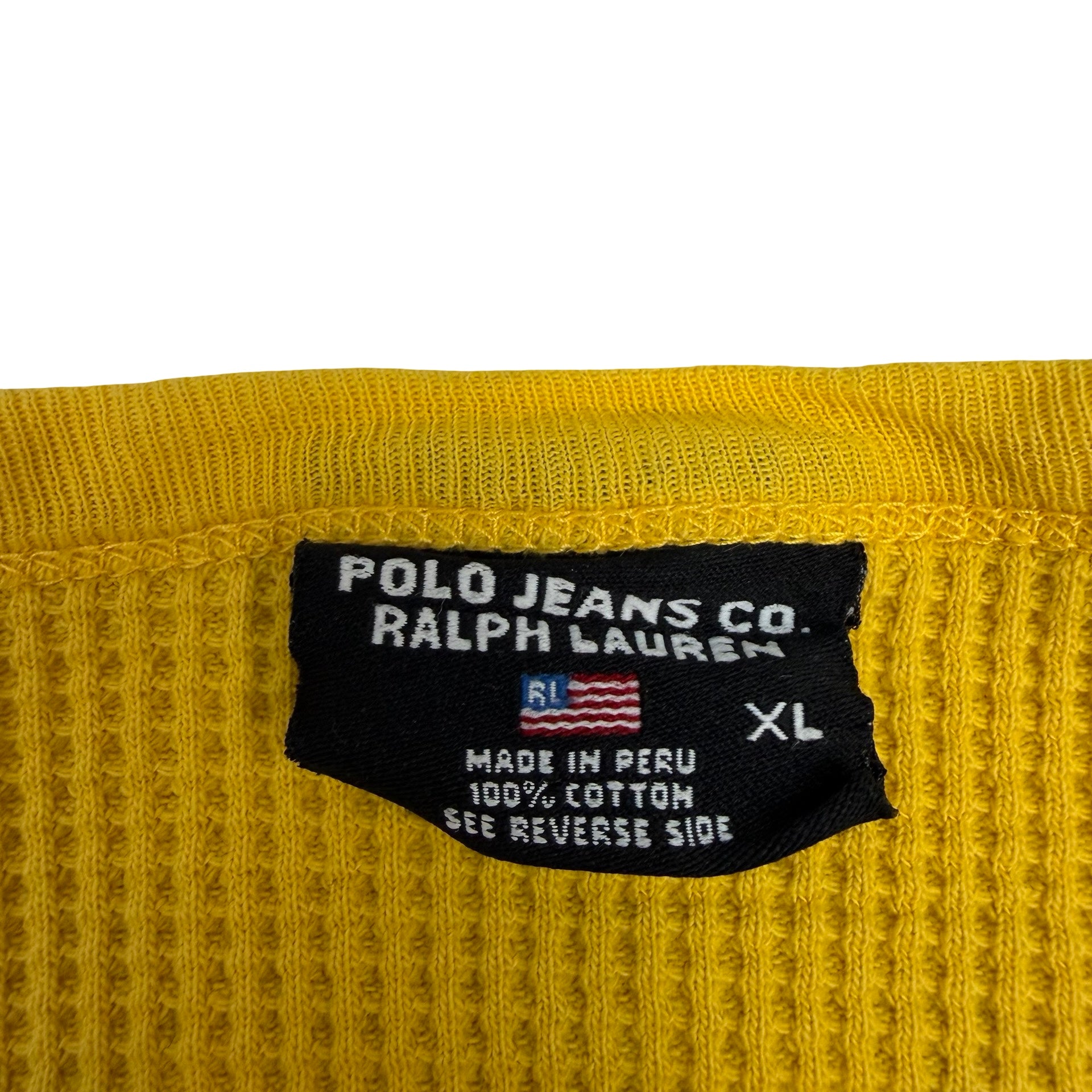 Vintage Polo Ralph Lauren Jeans Waffle Knit Longsleeve Yellow