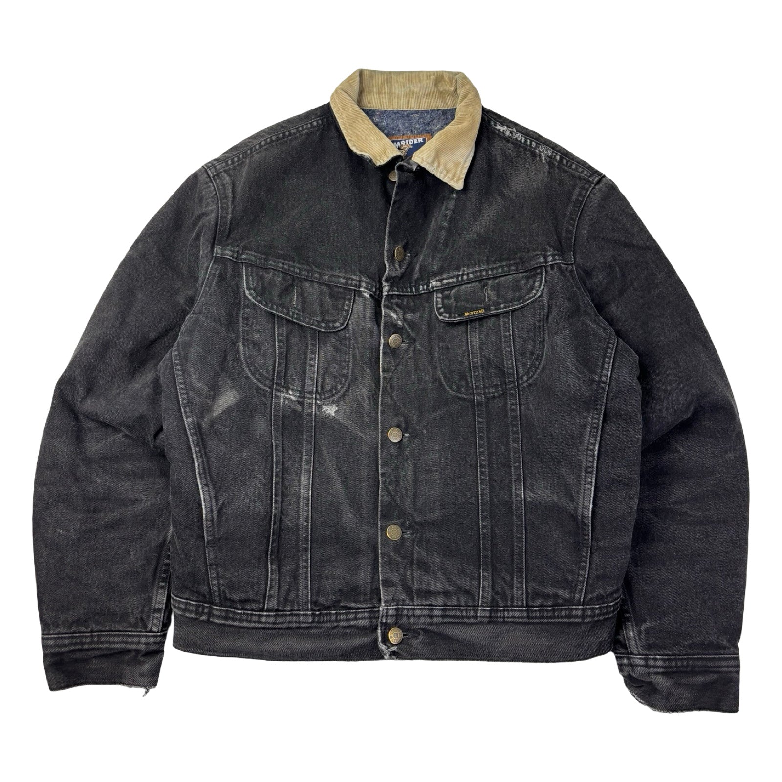 Vintage Storm Rider Mustang Denim Trucker Jacket Washed Black