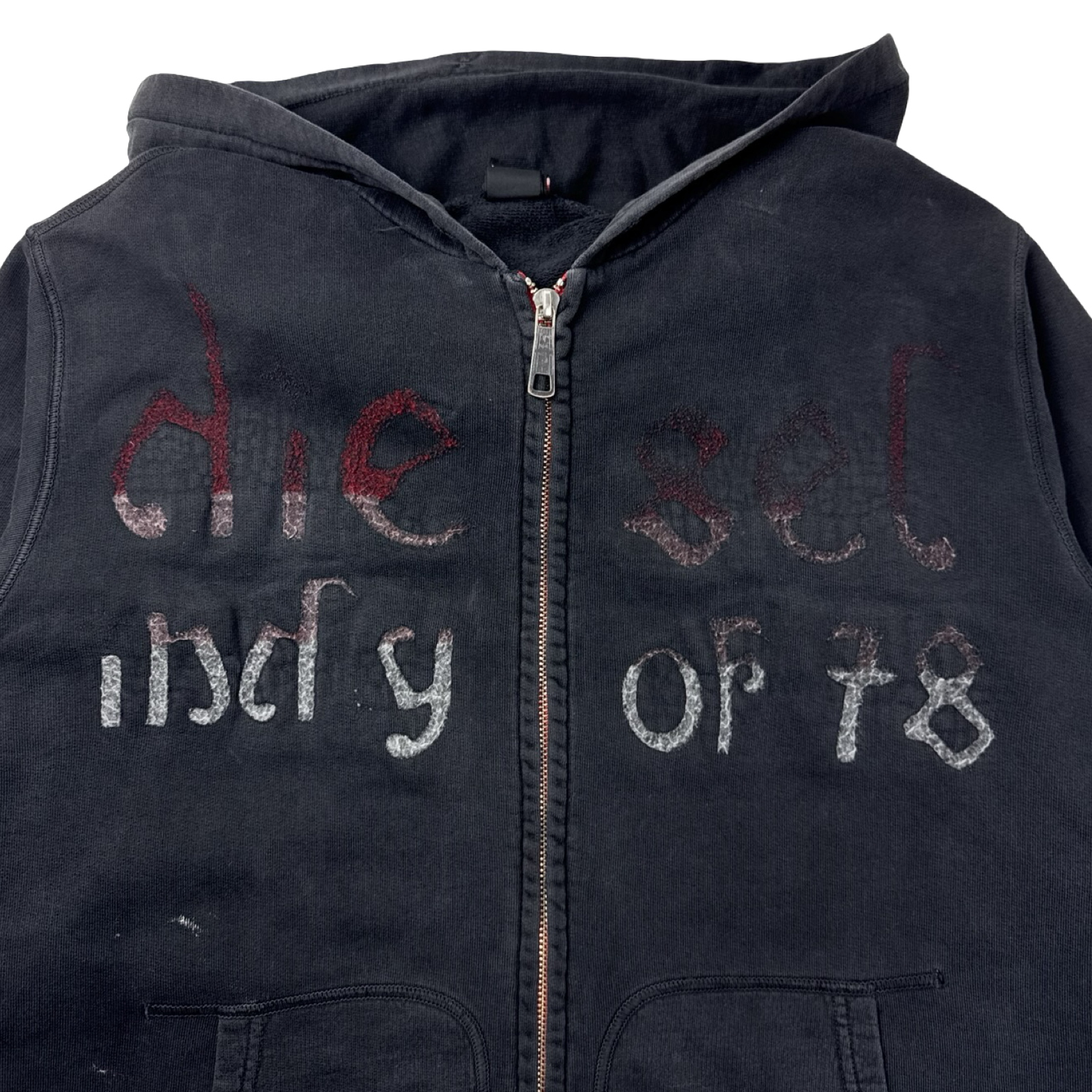 Vintage Y2K Diesel Zip Up Hoodie Black