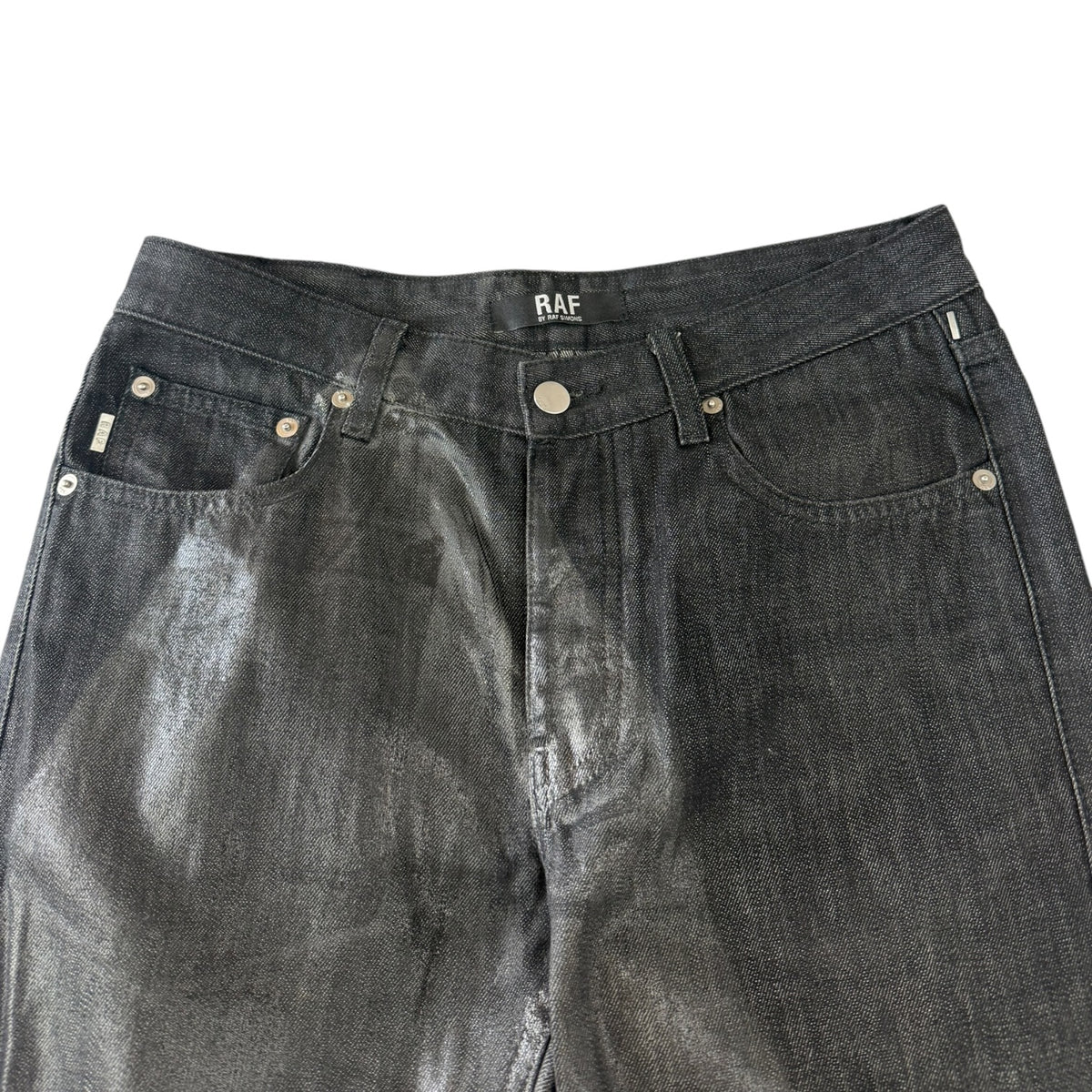 RAF Black Waxed Coated Denim Jeans Black