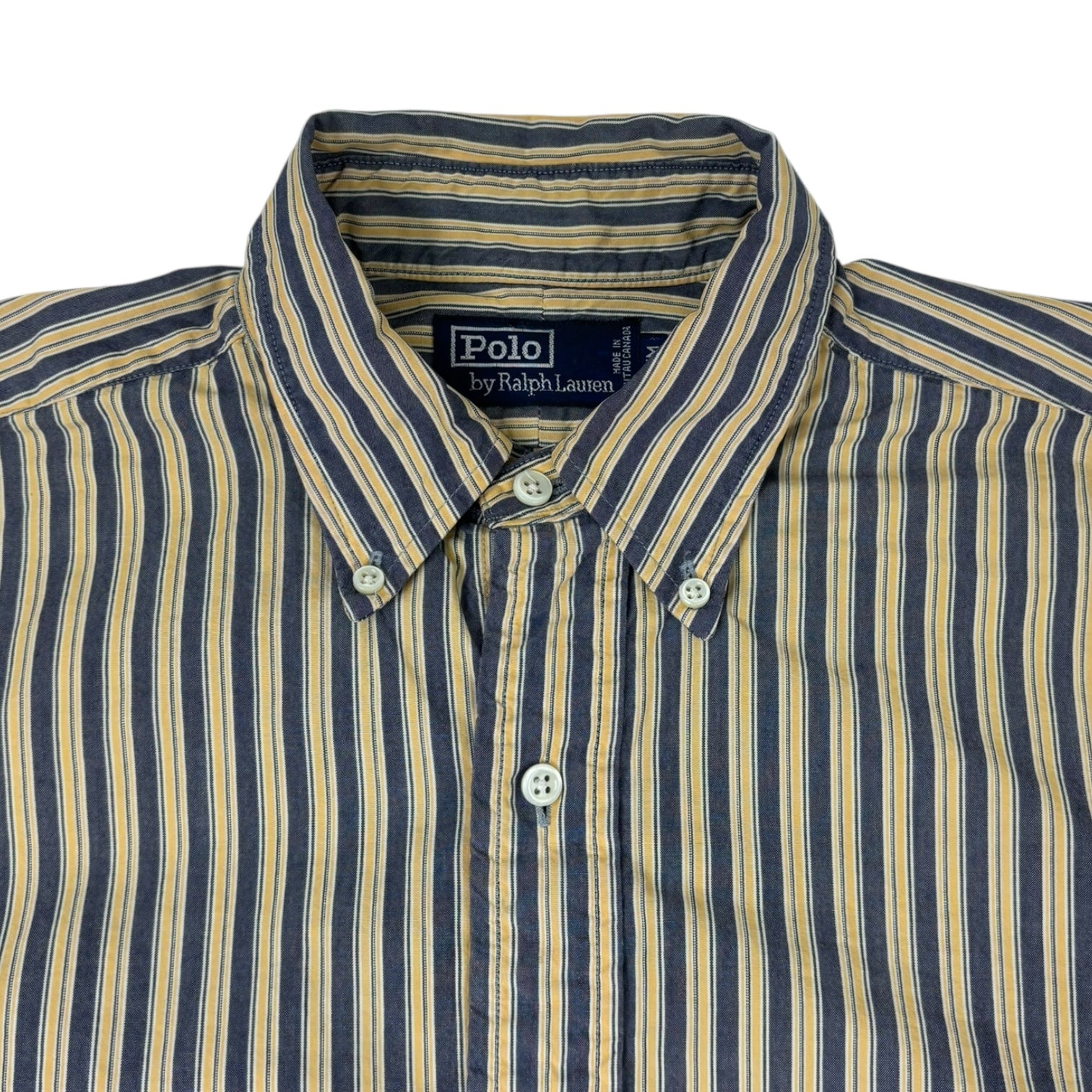 Vintage Polo Ralph Lauren Striped Button-Up Shirt Yellow/Navy