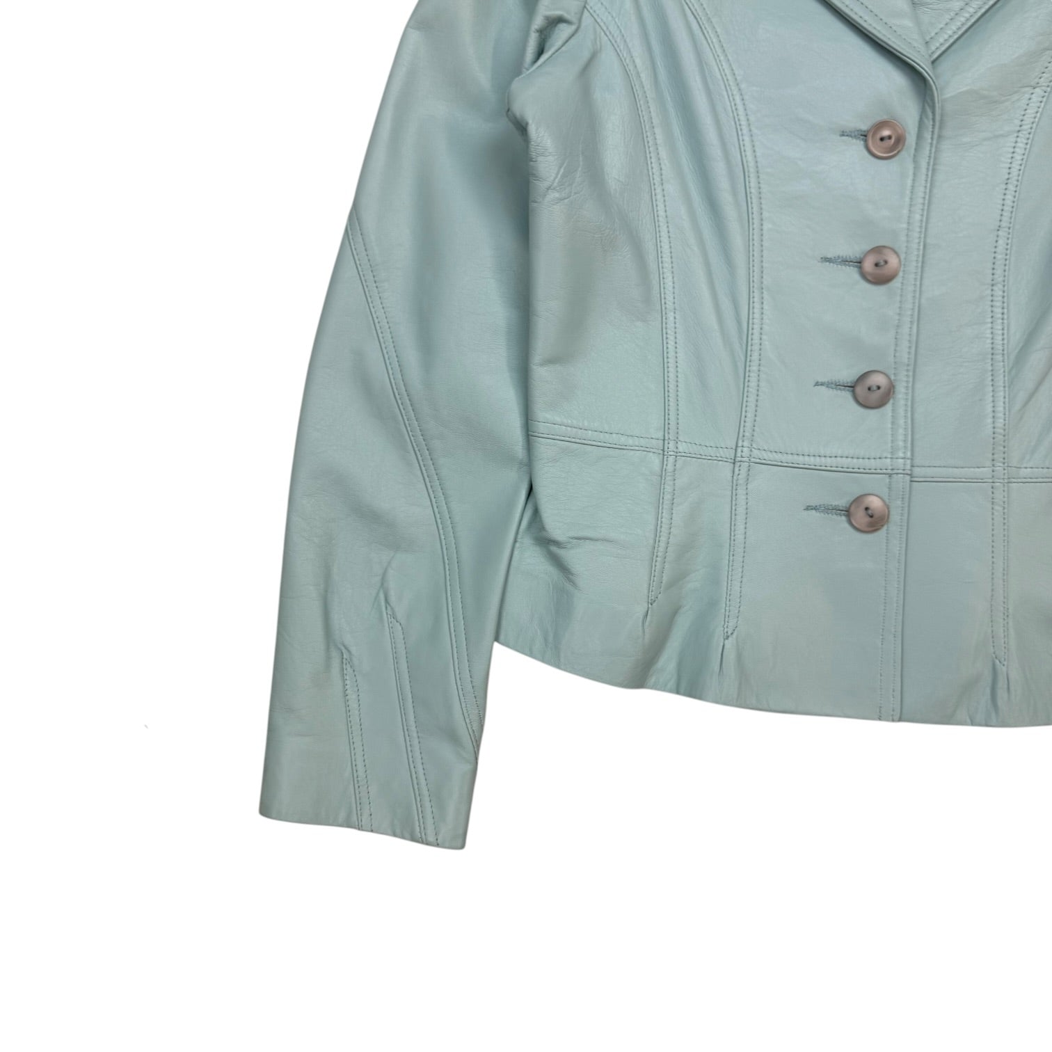 (W) Vintage Bogato Leather Button Up Jacket Mint
