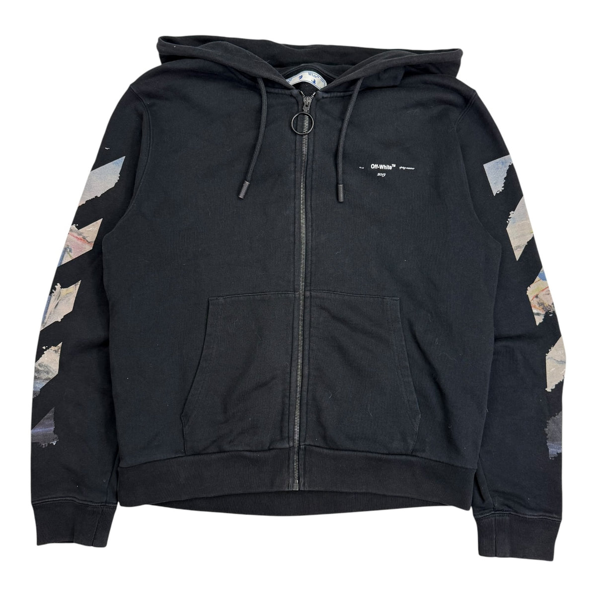 Off-White Impressionism Arrows Zip Up Hoodie Black