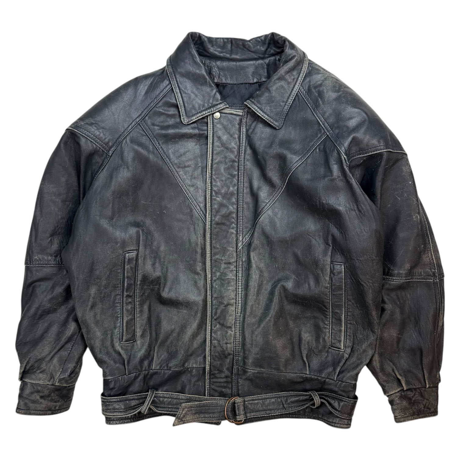 Vintage The Leather People Leather Bomber Jacket Black