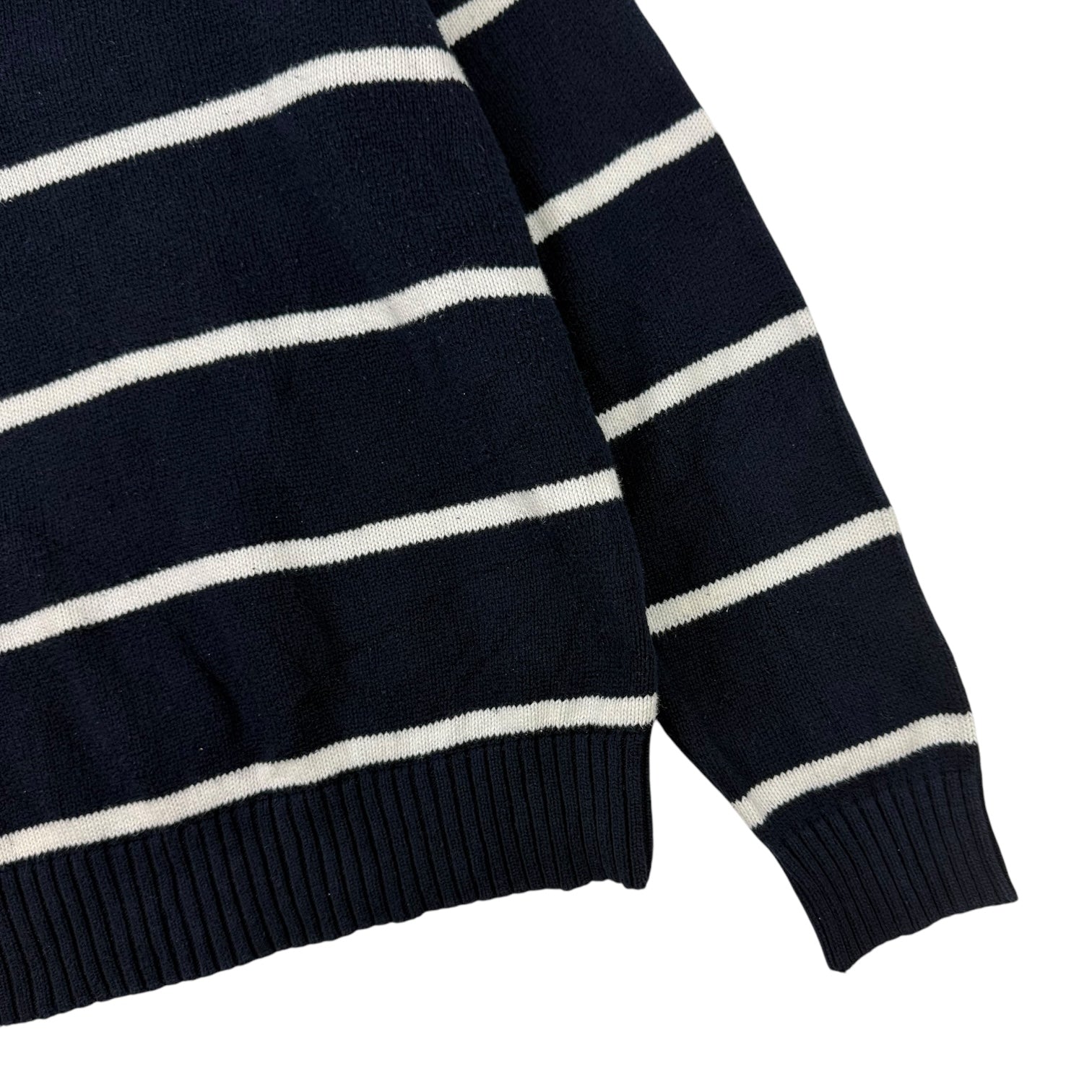 Vintage Polo Ralph Lauren Striped Knitted Quarter Zip Navy/White