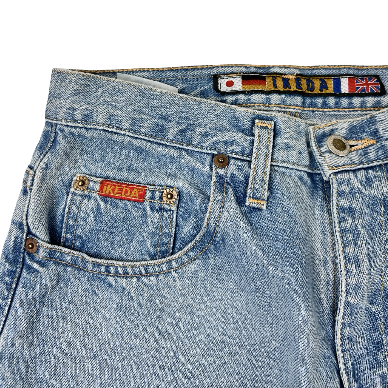 (W) Vintage Ikeda Baggy Tapered Leg Light Wash Denim Jeans