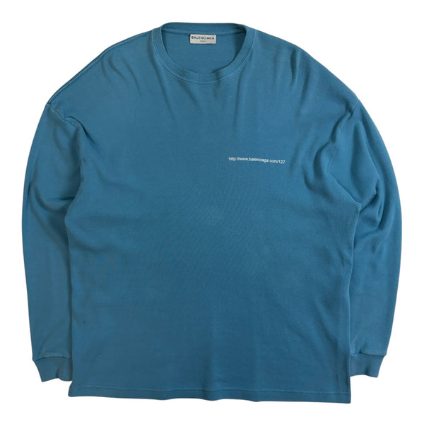 Balenciaga Blue Logo Long-Sleeve Shirt Blue