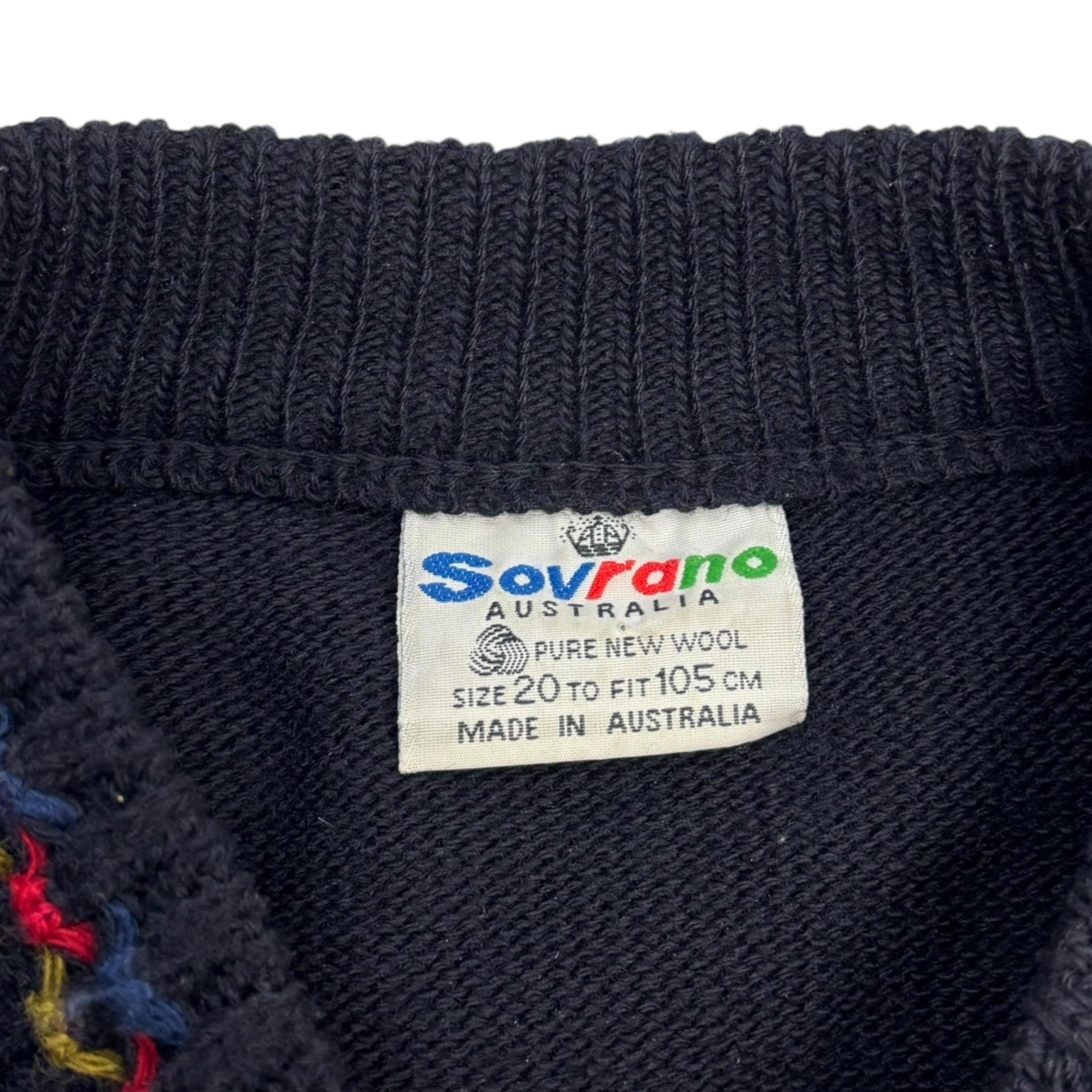 Vintage Sovrano Wool Made In Australia 3D Knit