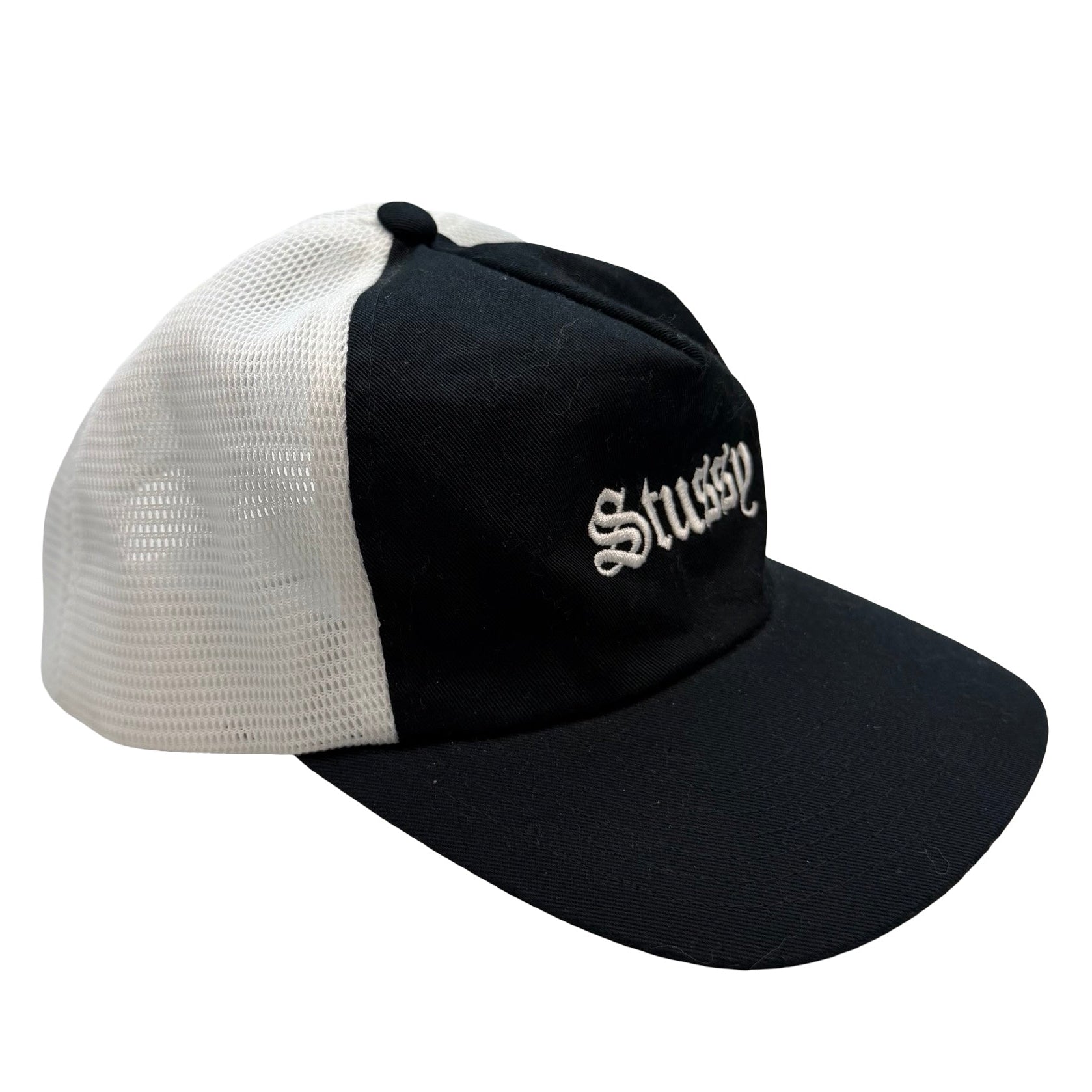 Stussy Old English Script Trucker Hat Black/White