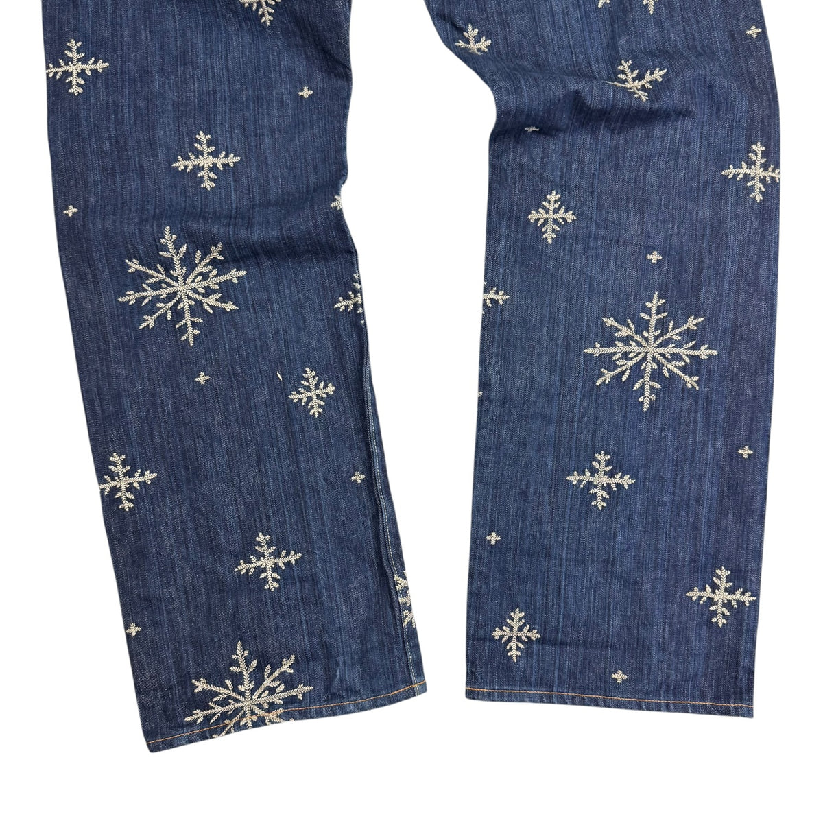 Kapital 14oz Denim Snow Pattern Embroidery 5P TH Straight Jeans Dark Indigo