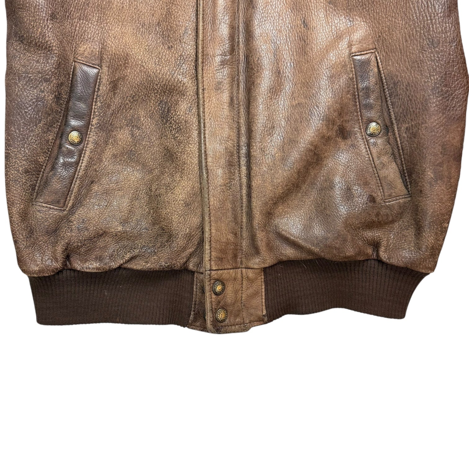 Vintage Roots Leather Bomber Jacket Brown