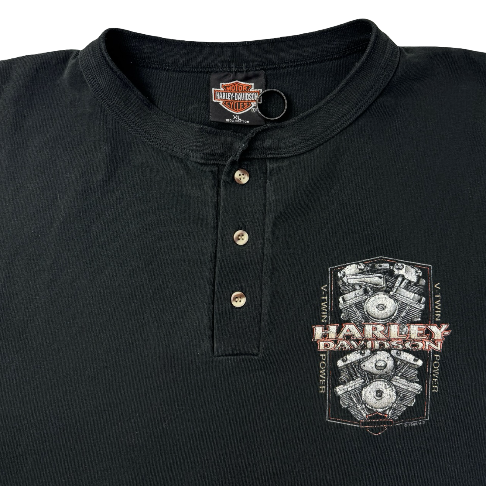 1998 Harley Davidson Henley Quarter Button Shirt