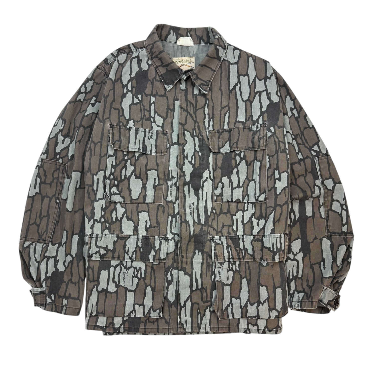 Vintage Cabelas Button Up Jacket Tree Bark Camo