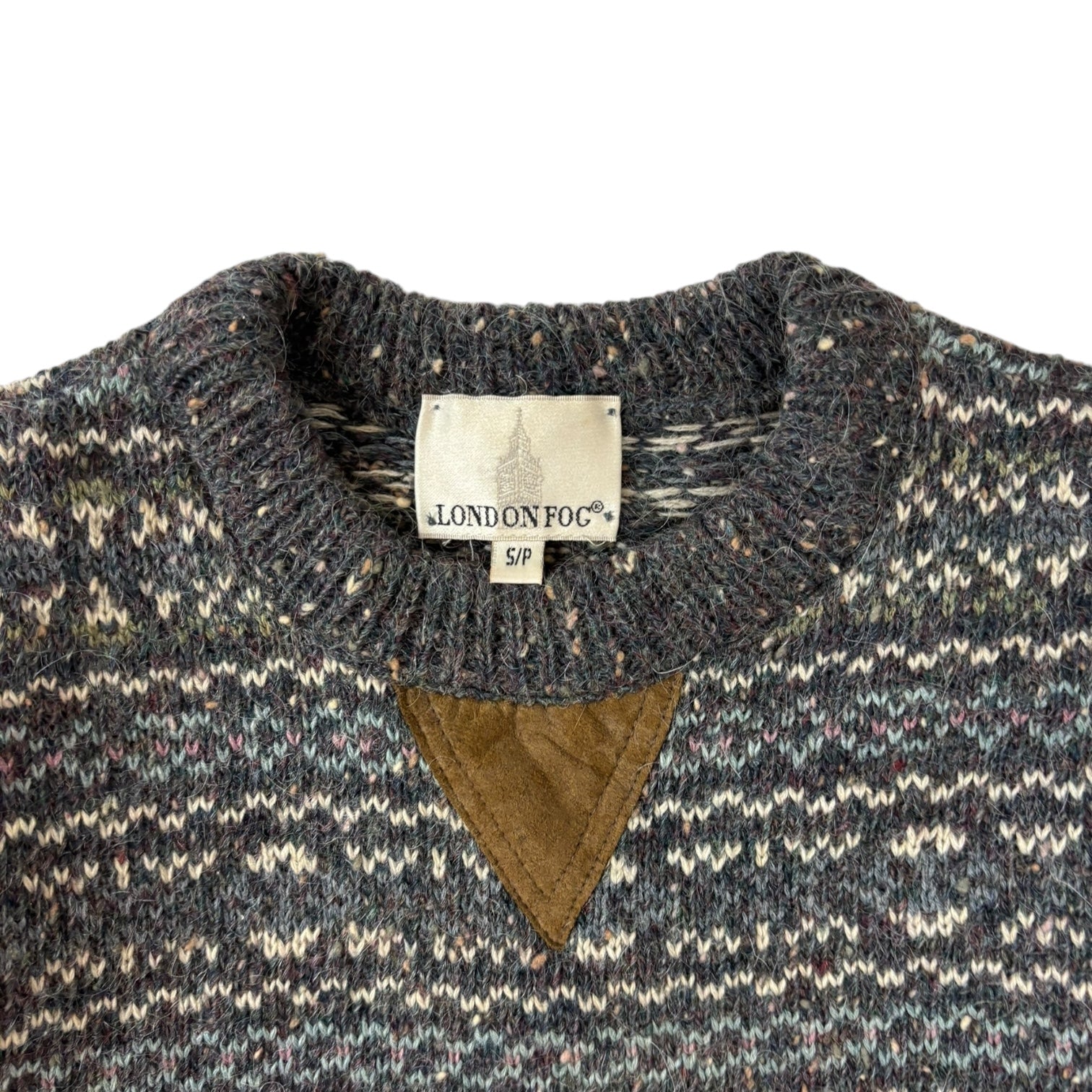 Vintage London Fog Patterned Knit Sweater Grey