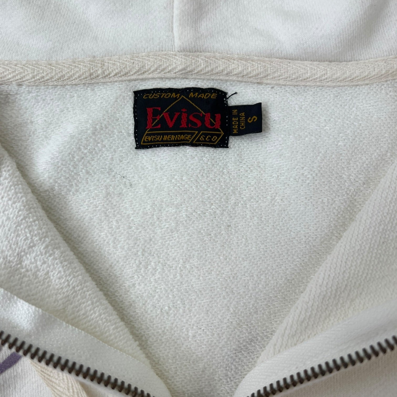 (W) Evisu Full Zip Hoodie White