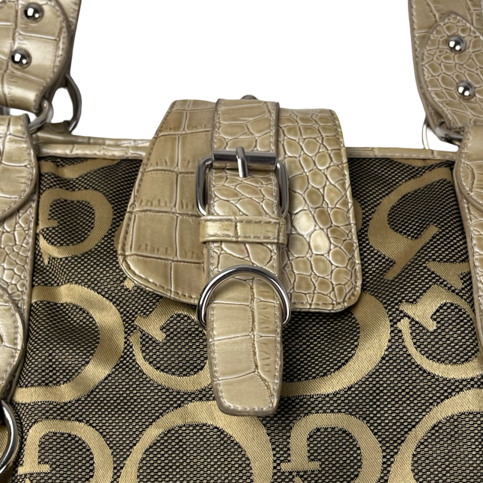 (W) Y2K GUESS Scrambled G Shoulder Bag Gold