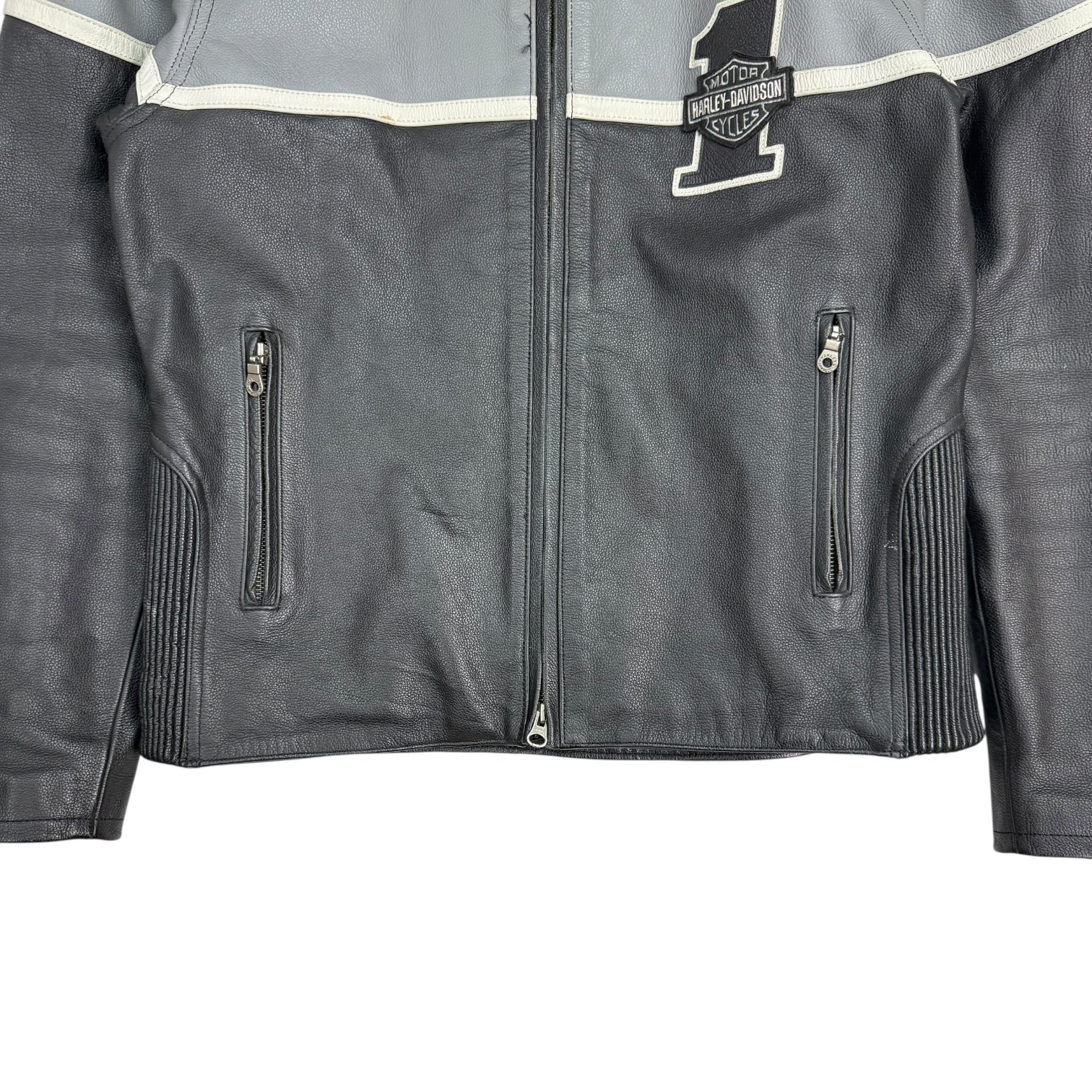 Vintage Harley Davidson Leather Bike Jacket Black/Grey