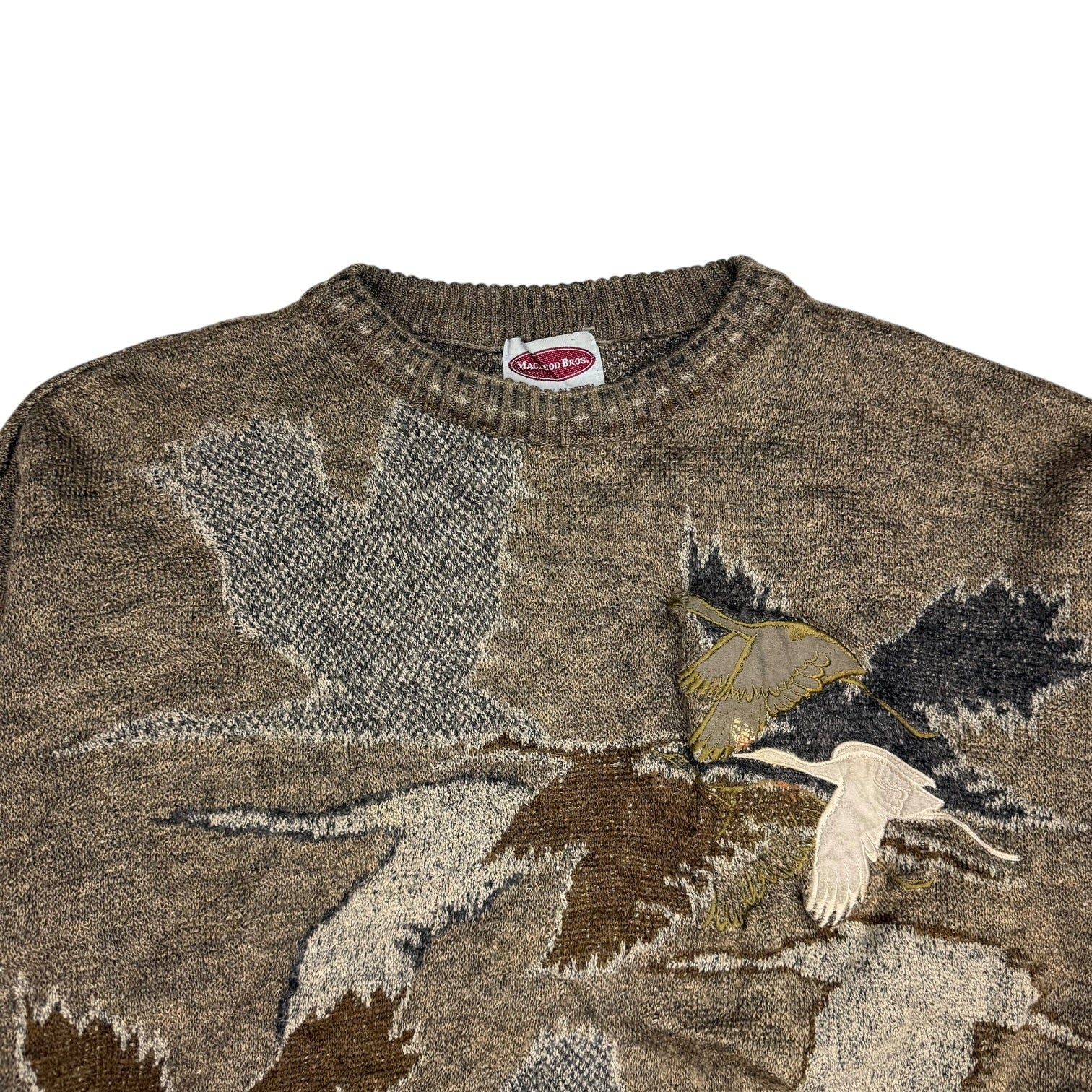 Vintage Bird Knit Sweater Brown