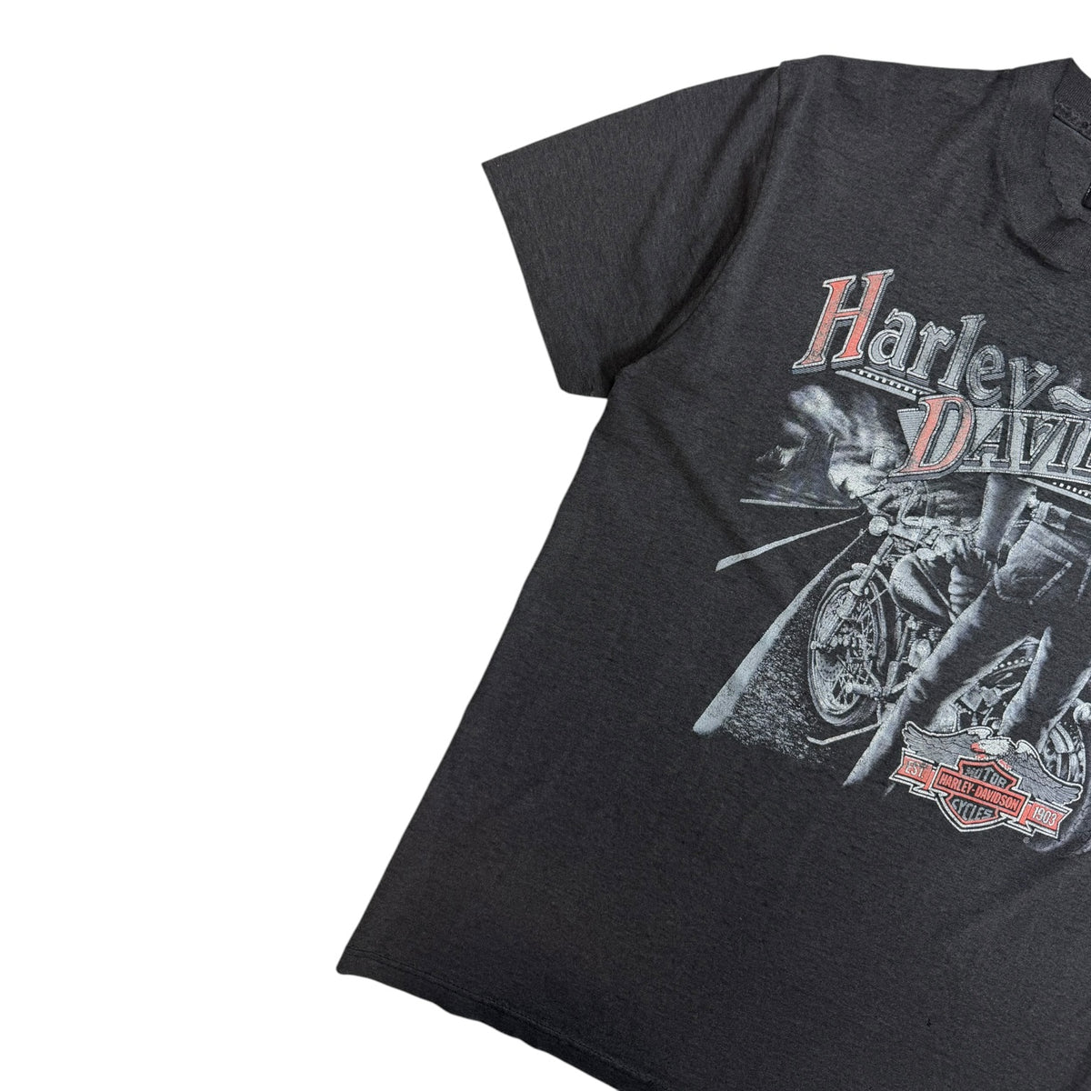 Harley Davidson 1989 3D Emblem Biker Butt T-Shirt Black