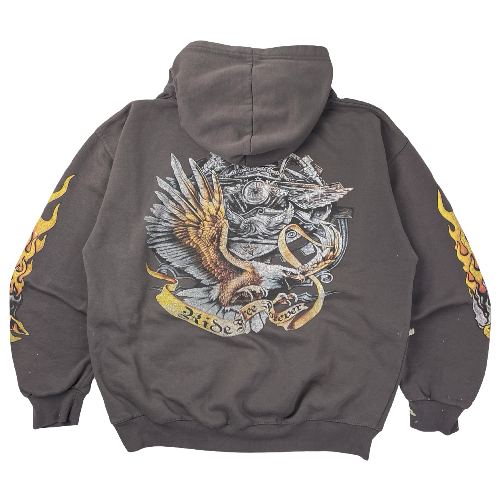 Vintage Ride Free Eagle Flamey Sleever Hoodie