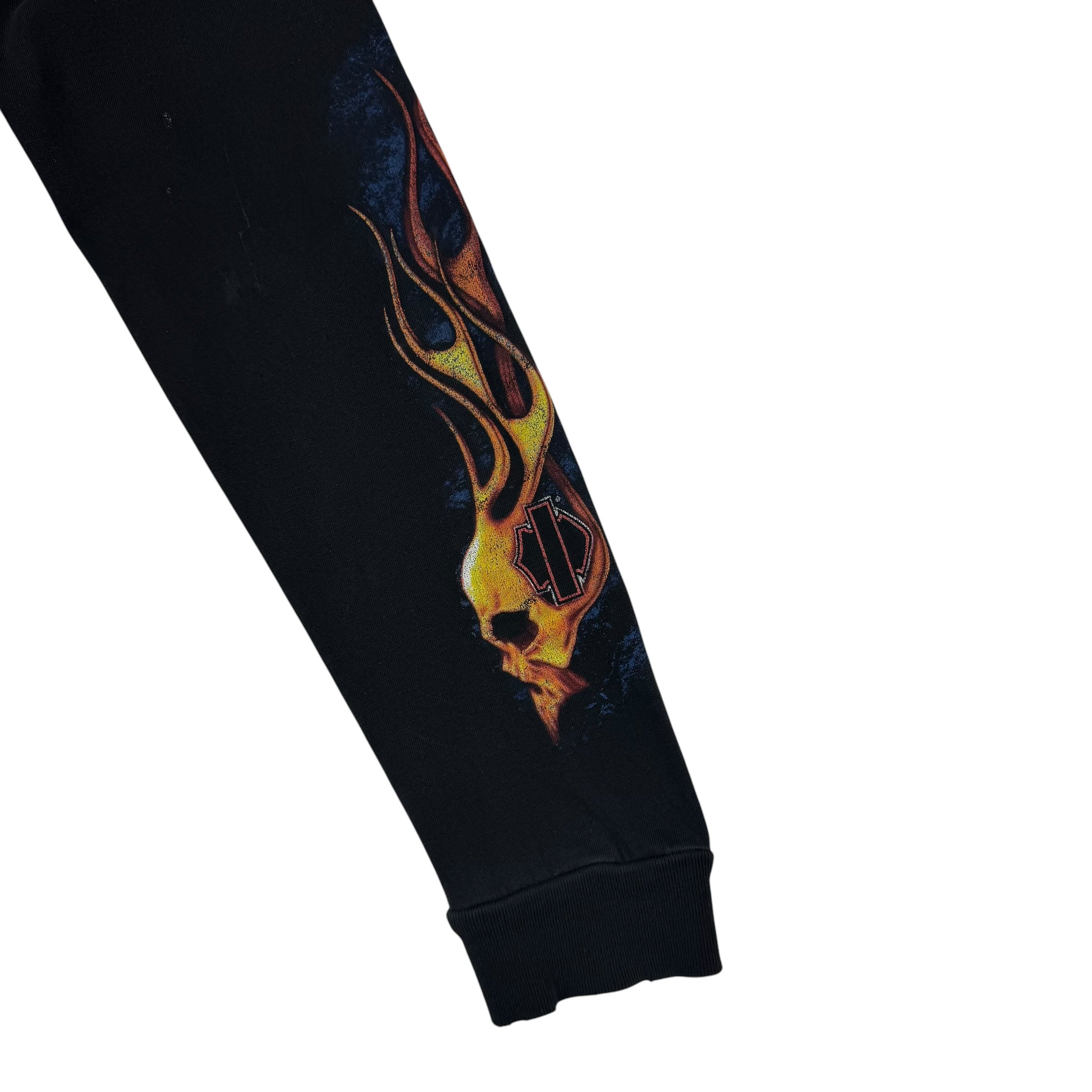 Vintage Harley Davidson Edmonton Flame Skull Longsleeve Black