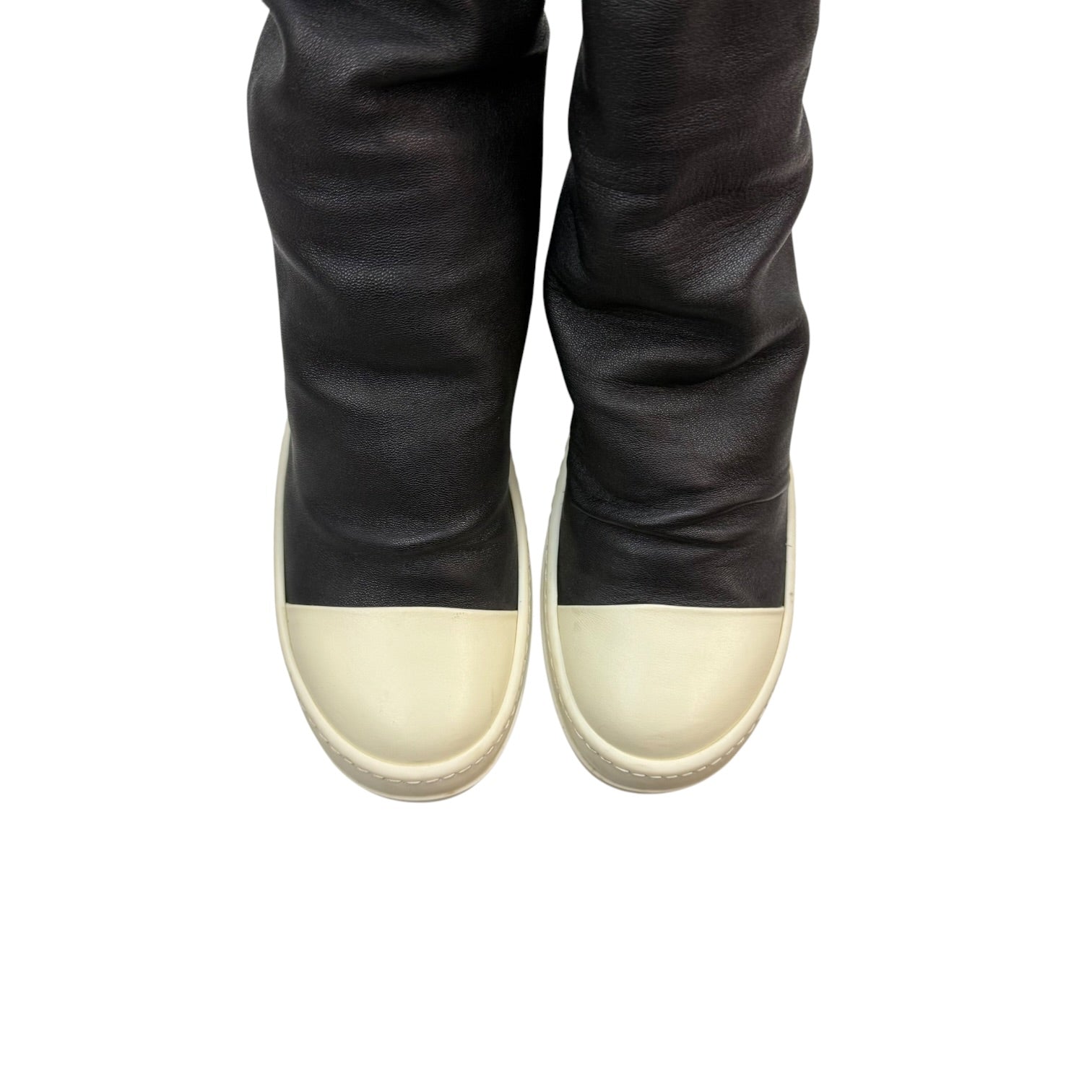 (W) Rick Owens Thigh High Oblique Sneaker Black/Milk