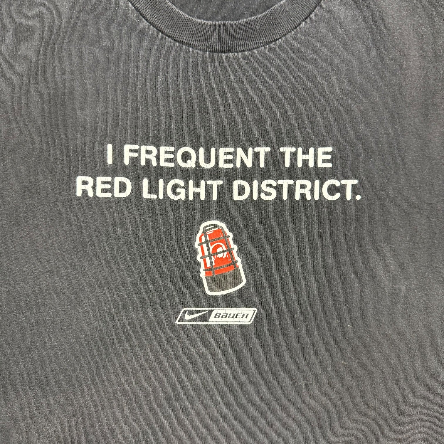 Vintage Nike Bauer ‘I Frequent The Red Light District’ Tee Black