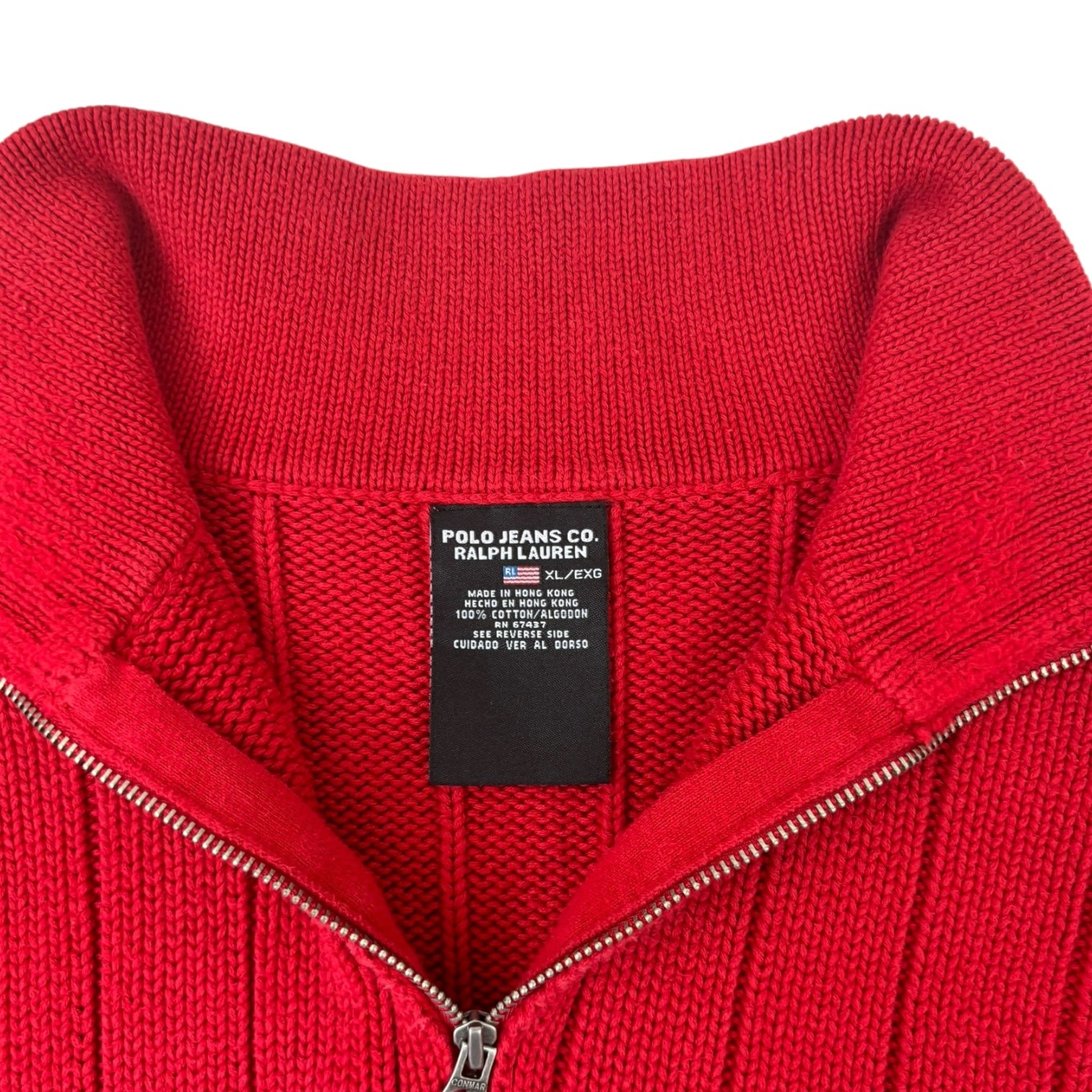 Vintage Polo Jeans Ralph Lauren Quarter-Zip Sweater Red