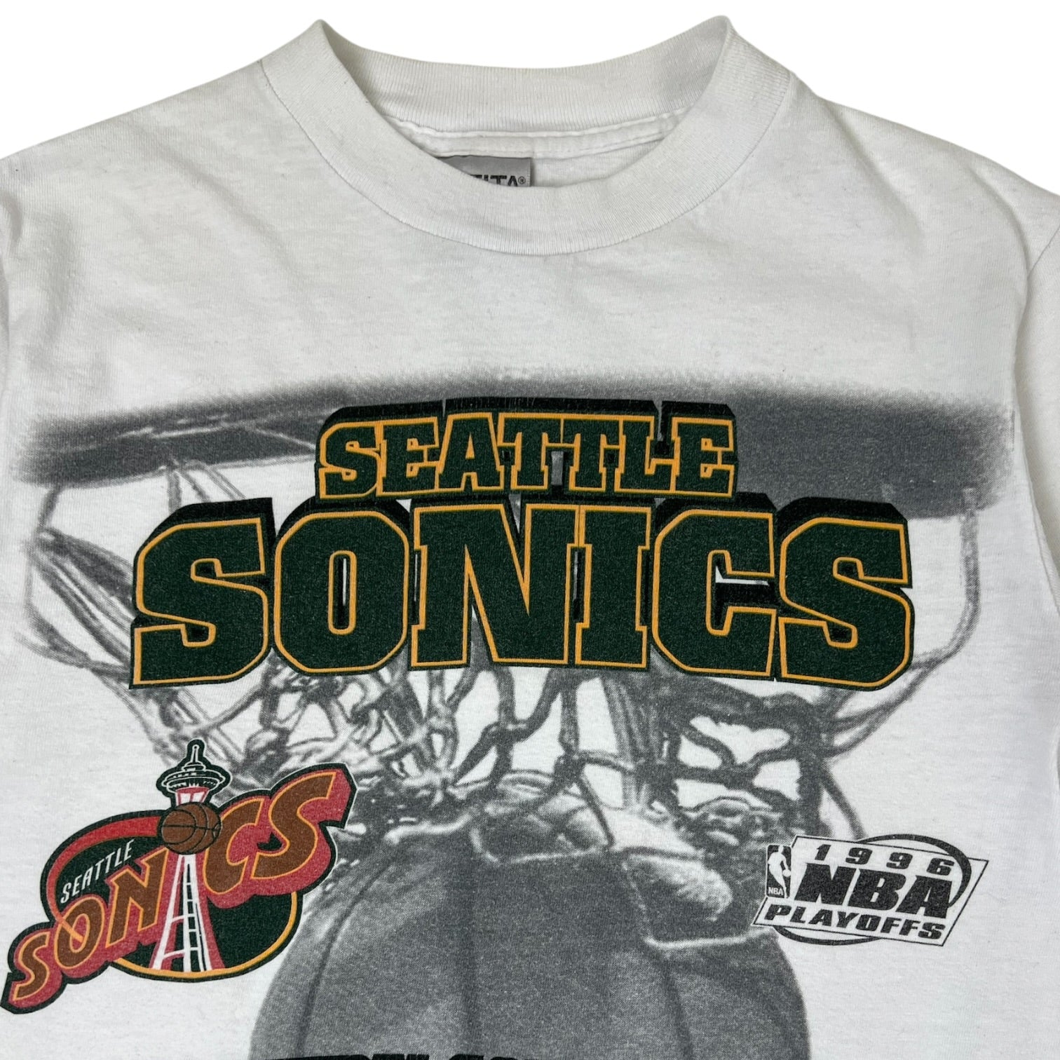 Vintage 1996 Western Conference Champions Seattle Supersonics T-Shirt White