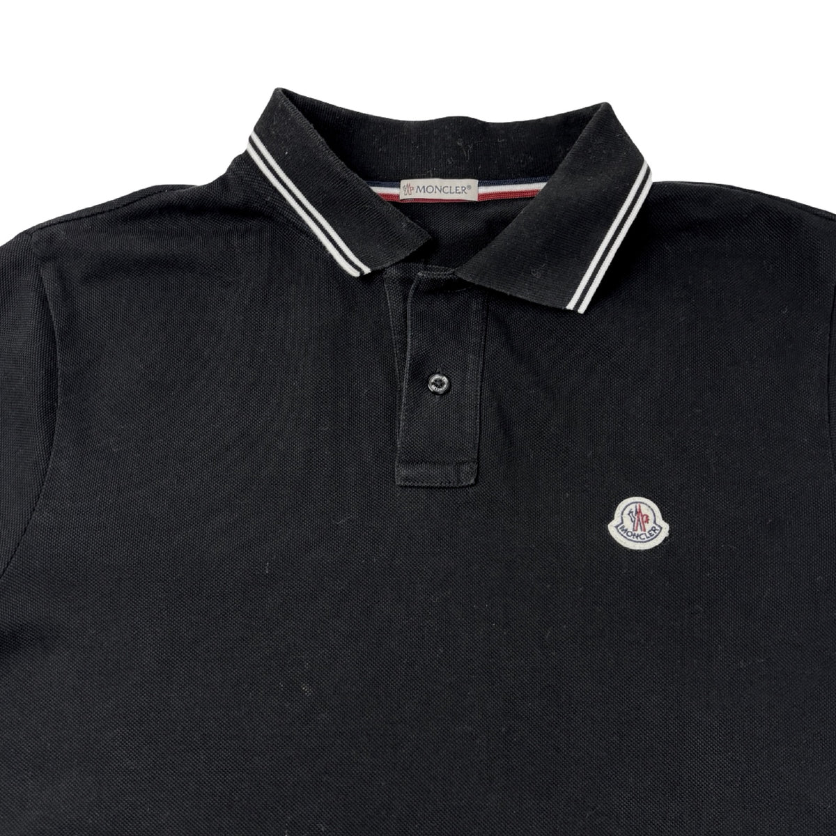 Moncler Tipped Cotton Pique Polo Black