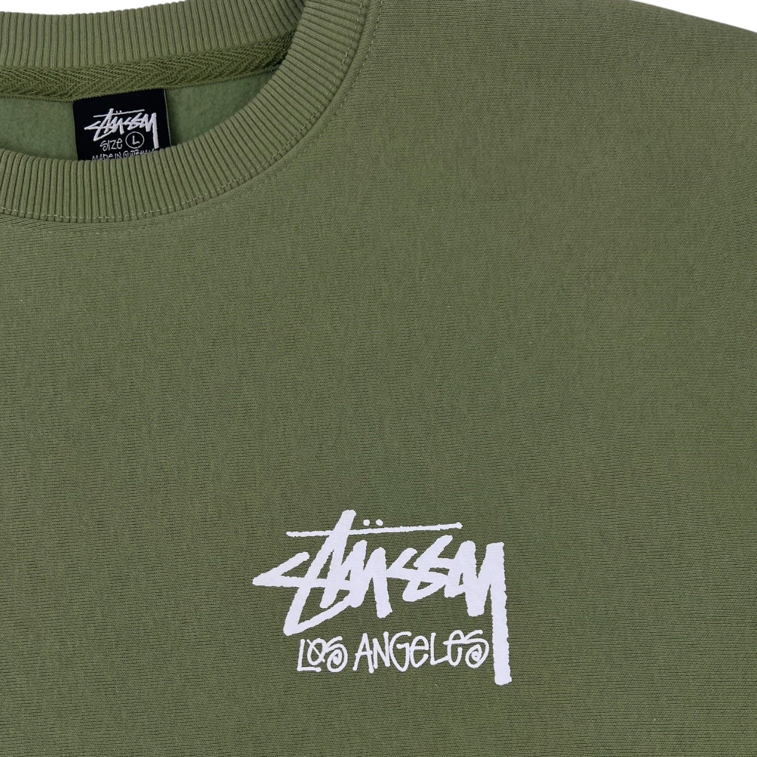 Stüssy Stock Los Angeles Crew Sweatshirt Green Moss