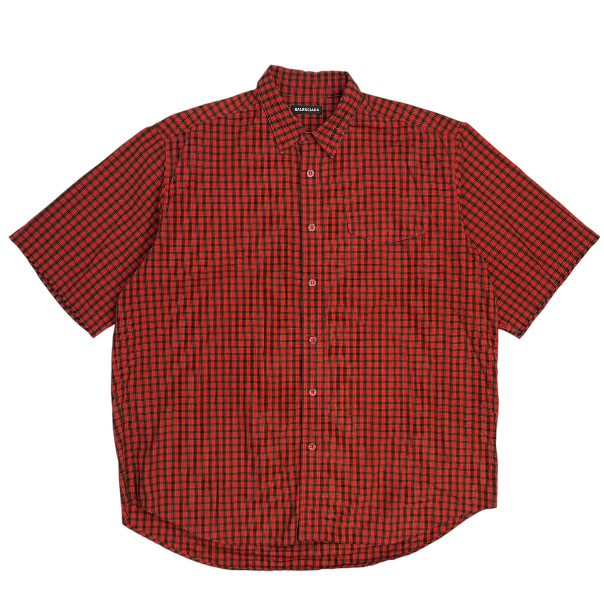 Balenciaga Plaid Button Up Shirt Red