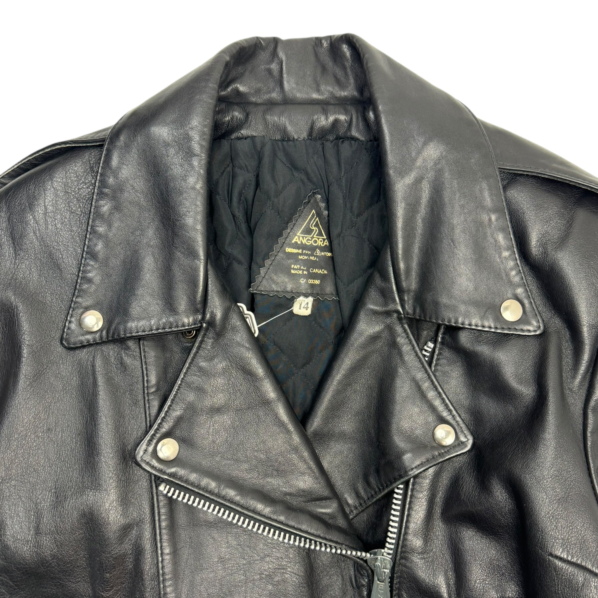 Vintage Angora Leather Biker Jacket Black