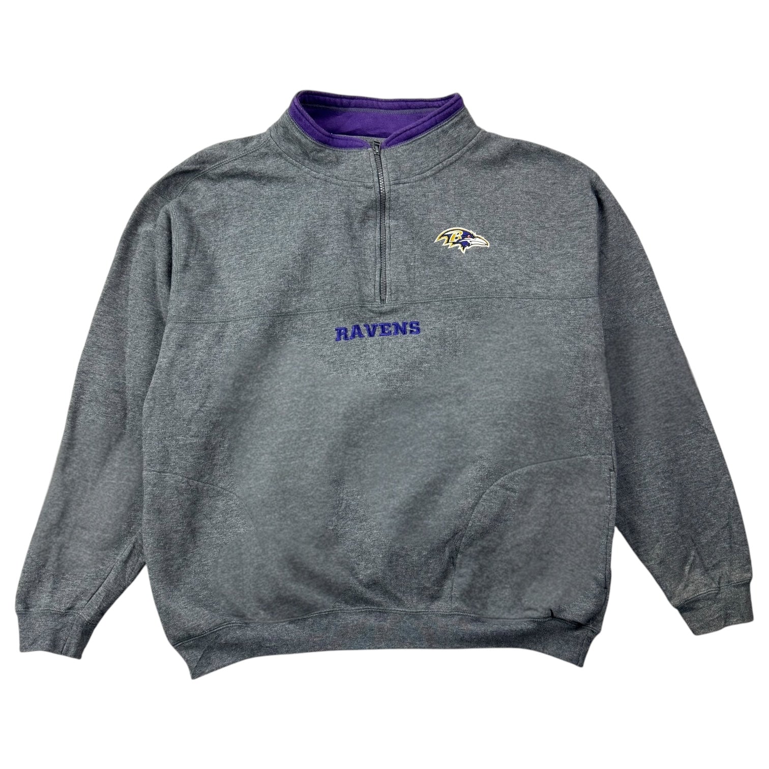 Vintage Baltimore Ravens Quarter Zip Sweater Grey/Purple