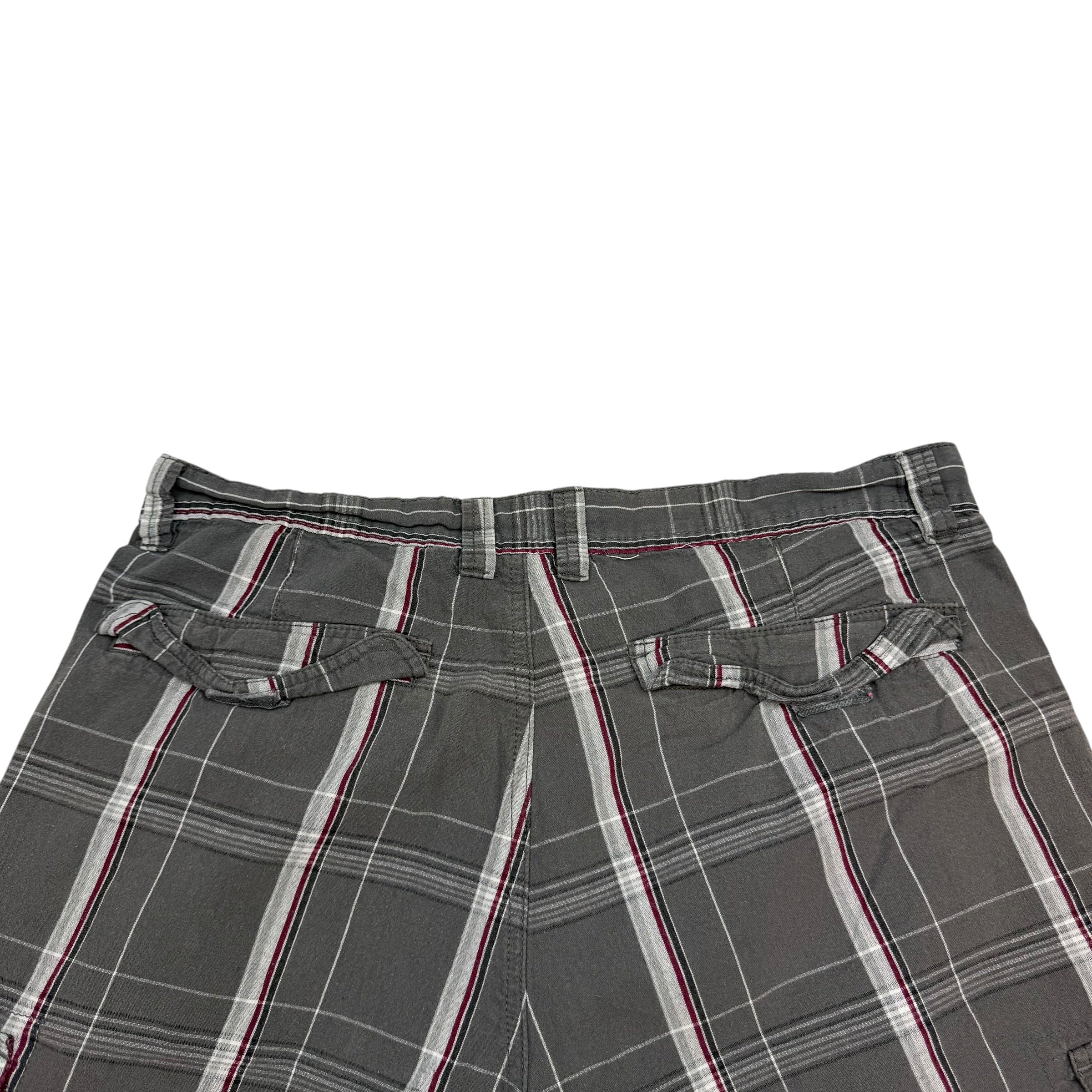 Vintage Burnside Plaid Cargo Shorts Grey