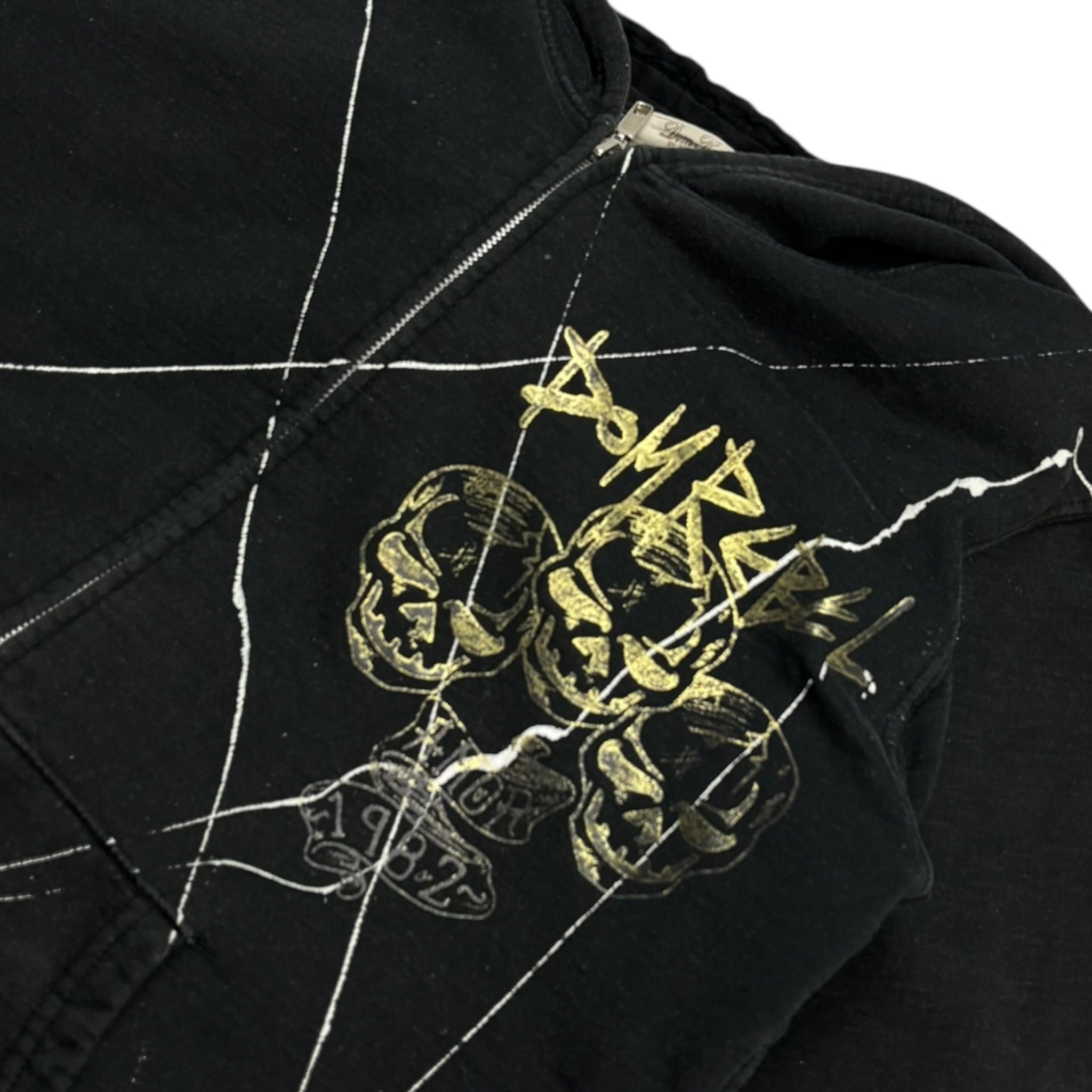 Vintage Y2K Dom Rebel Skull Pile Zip Hoodie