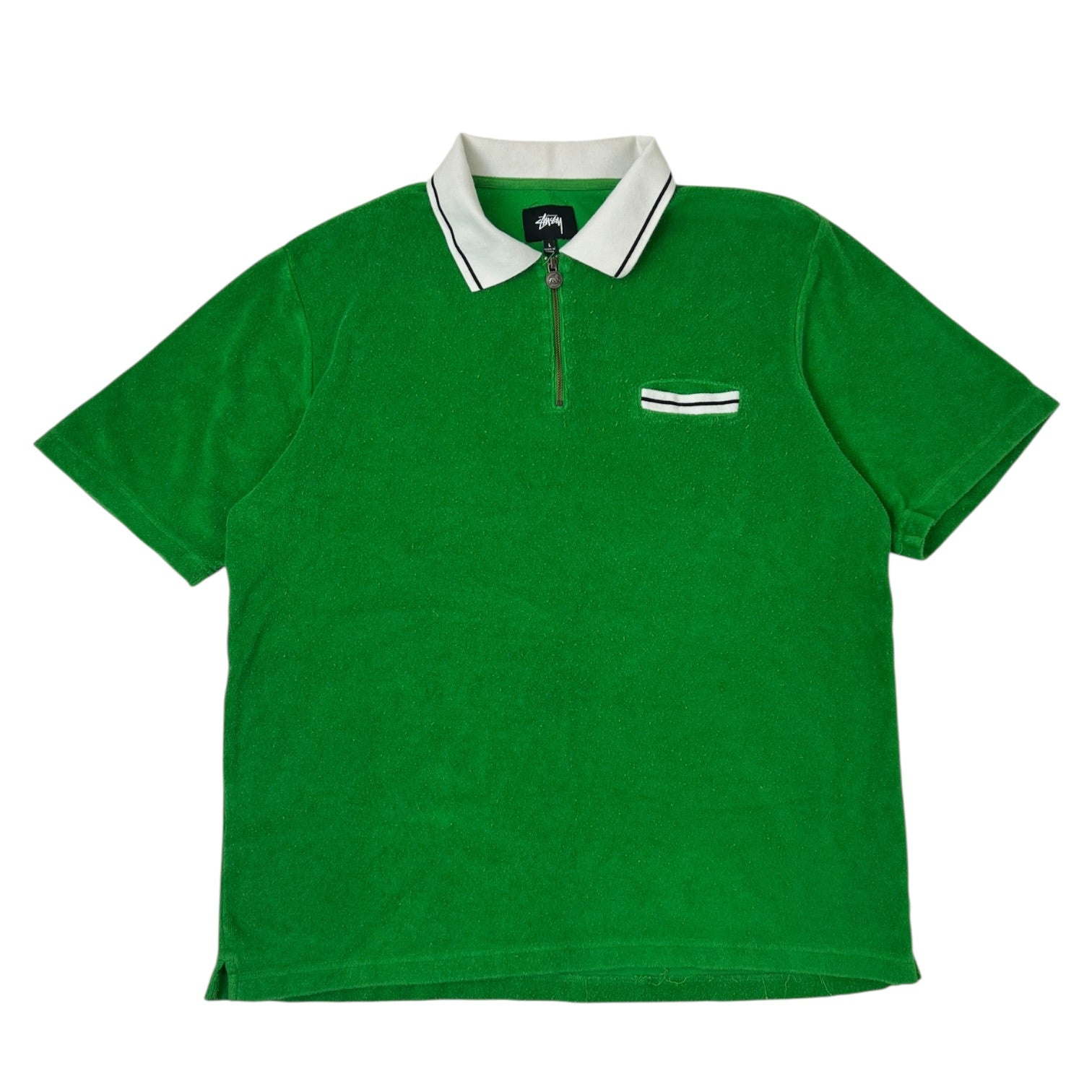 Stussy Terry Lion Zip Polo Green