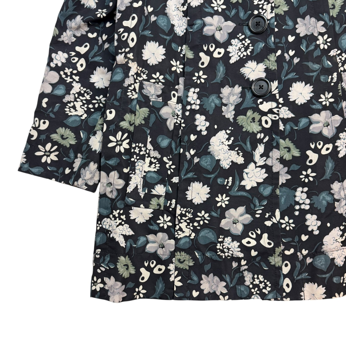 (W) Vintage Marc Jacobs Floral Print Coat Black