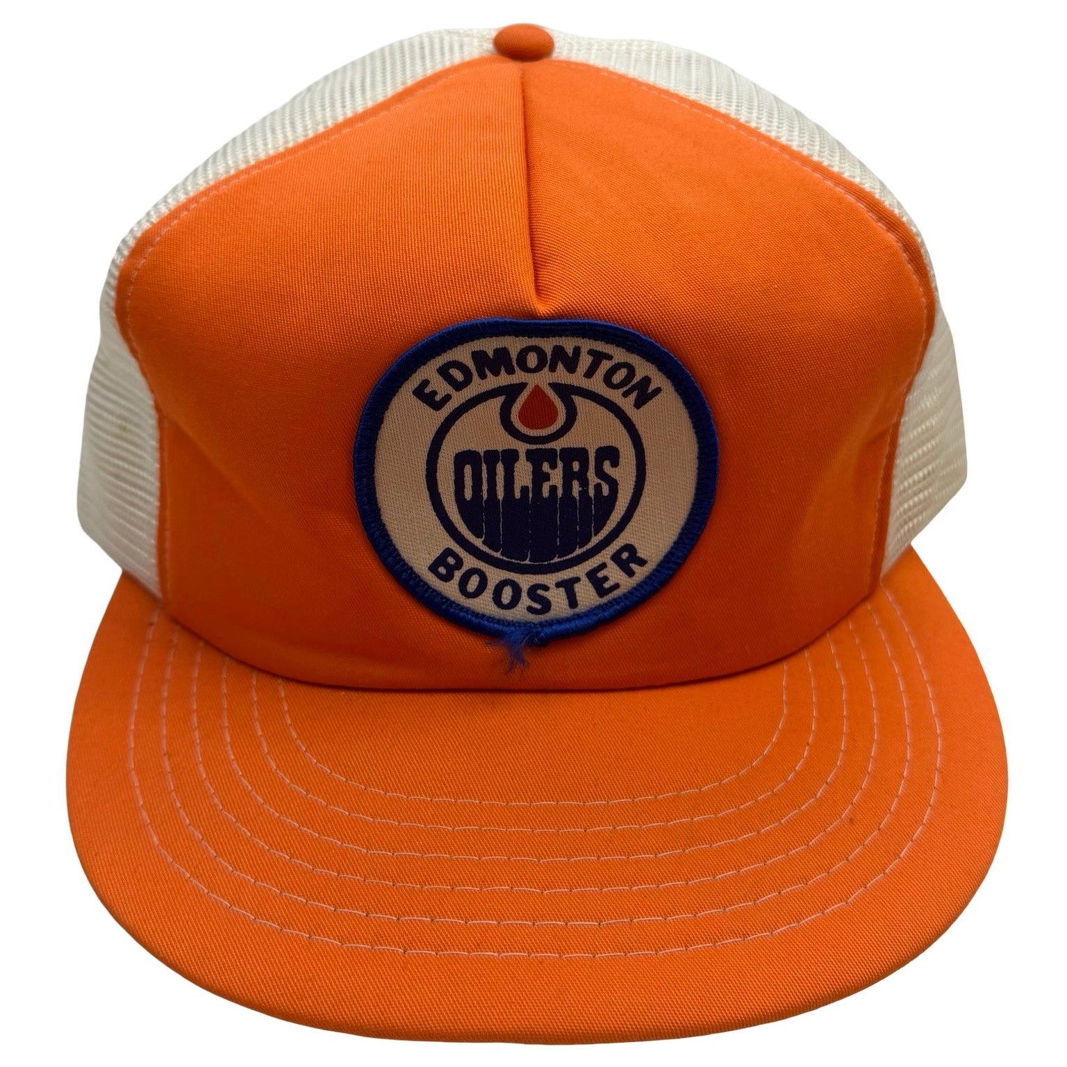 Vintage Edmonton Oilers Booster Mesh Snapback Hat Orange