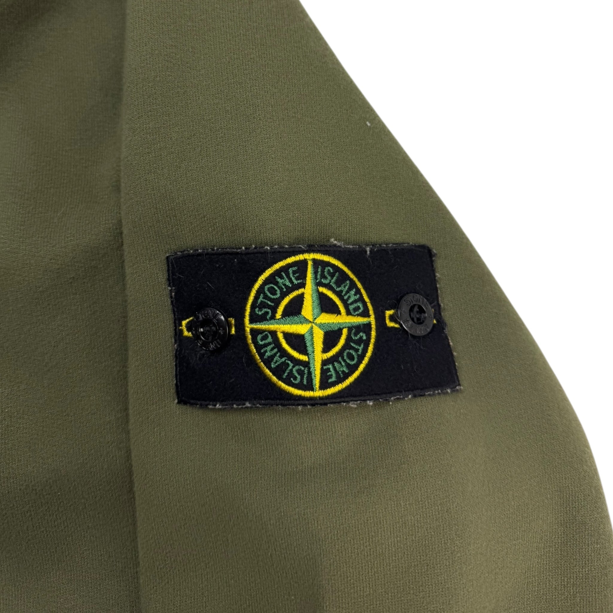 Stone Island Logo Patch Drawstring Hoodie Olive